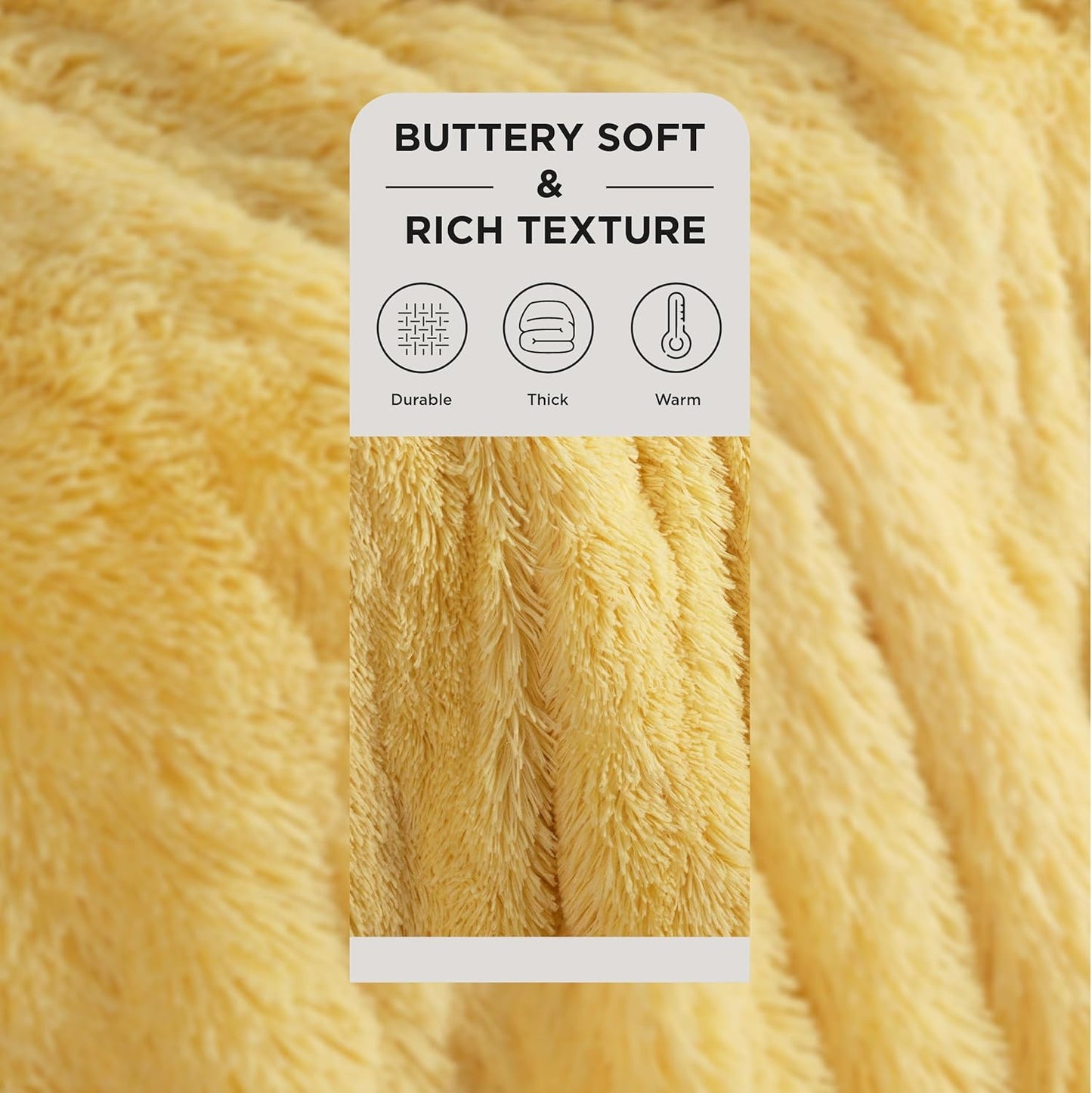 Bedsure GentleSoft Fluffy Yellow Blankets Queen Size for Bed, Thick Sherpa Faux Fur Fleece Fuzzy Plush Winter Warm Heavy Soft Full Queen Blankets, Bedroom Decor Yellow Cozy Gifts for Women Men, 90x90