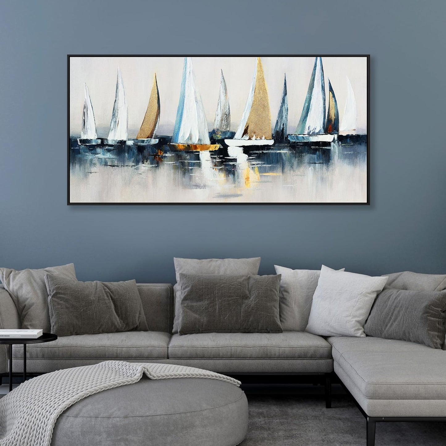 Canvas Wall Art Abstract Wall Decor Sailboat Picture Framed Artwork Modern Aesthetic Suitable for Living Room Bedroom and Office Home Wall Decor 20"x40"