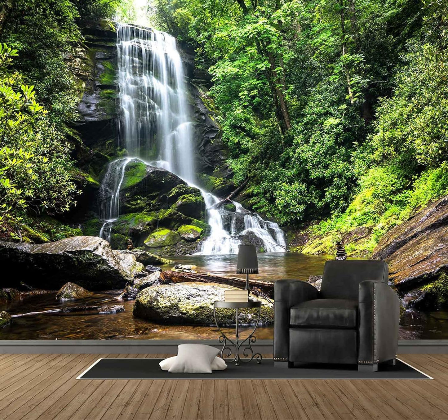 195''x120''Cascading Waterfalls in Forest Wall Mural Large Wallpaper Mural Wall Decor for Bedroom, Living Room, Kids Room(Not Self-Adhesive)