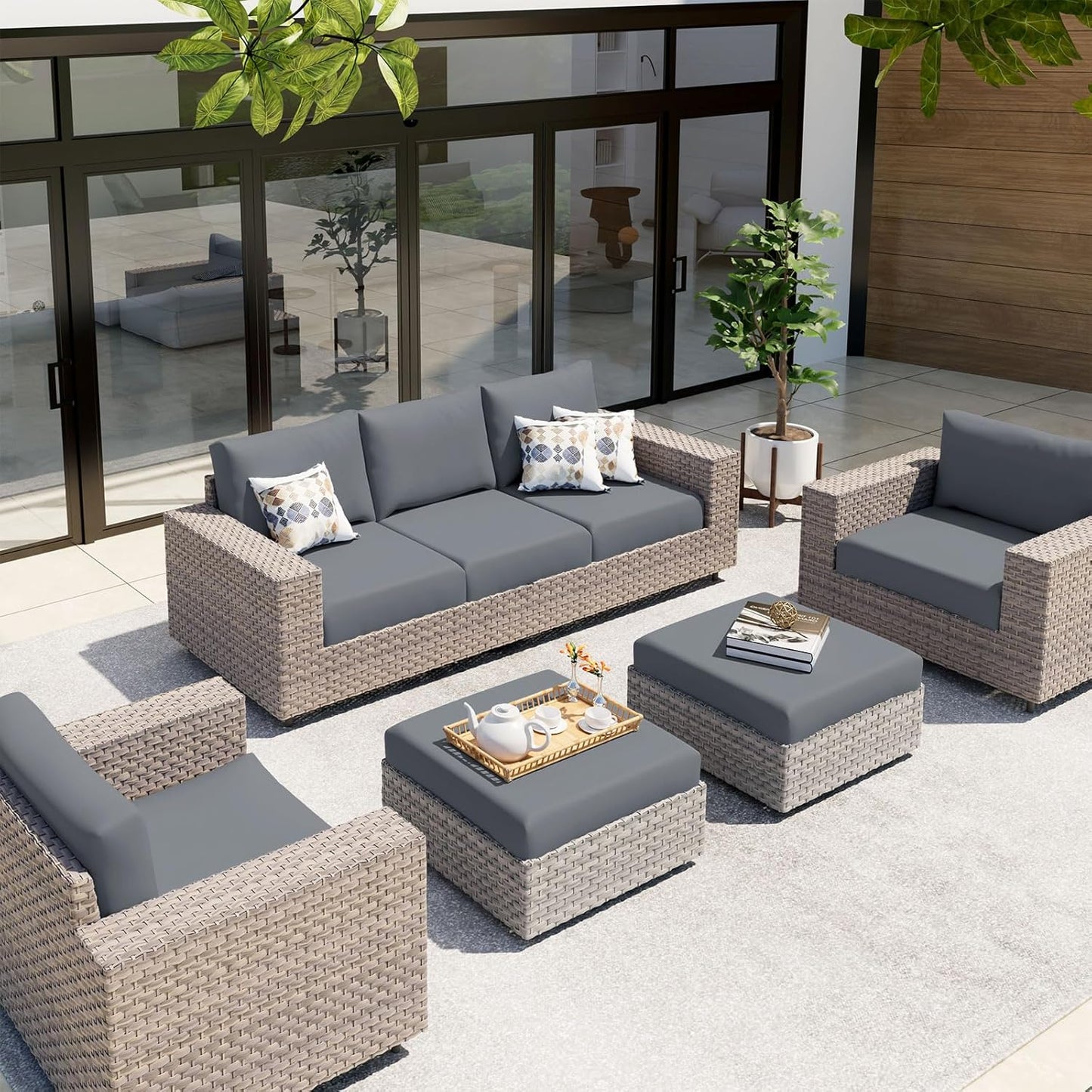 hyha Waterproof Couch Cushion Covers, Stretch Sofa Couch Seat Slipcover for Dog Washable, Non-Slip Waterproof Outdoor Cushion Covers for Patio Furniture Replacement (1 Piece for Large, Dark Grey)