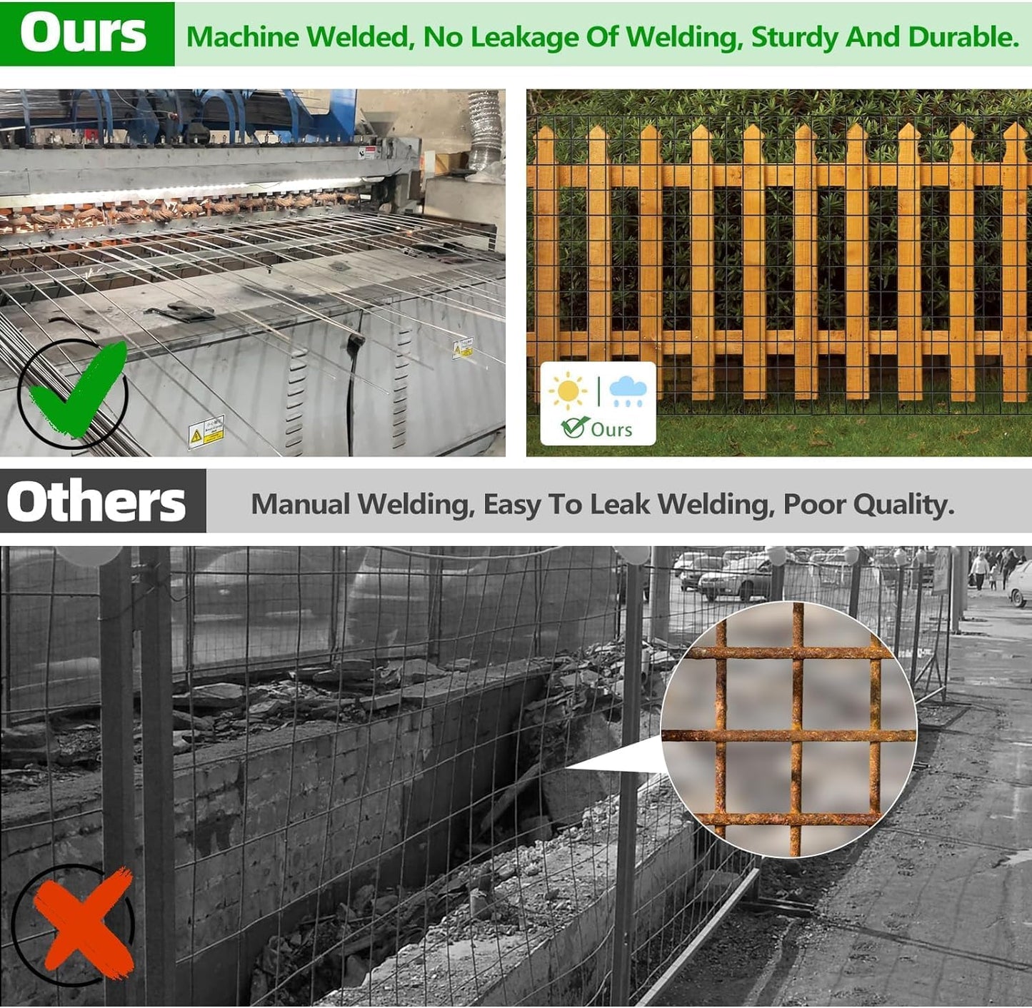 Welded Wire Fence, 50ft(L) x 24inch(H) Garden Fence for Dog, 2 Inch x 3 Inch 16GA Fencing for Chicken, PVC Coated Anti-Rust Roll Metal Wire Mesh Fence for Yard Vegetable, Black
