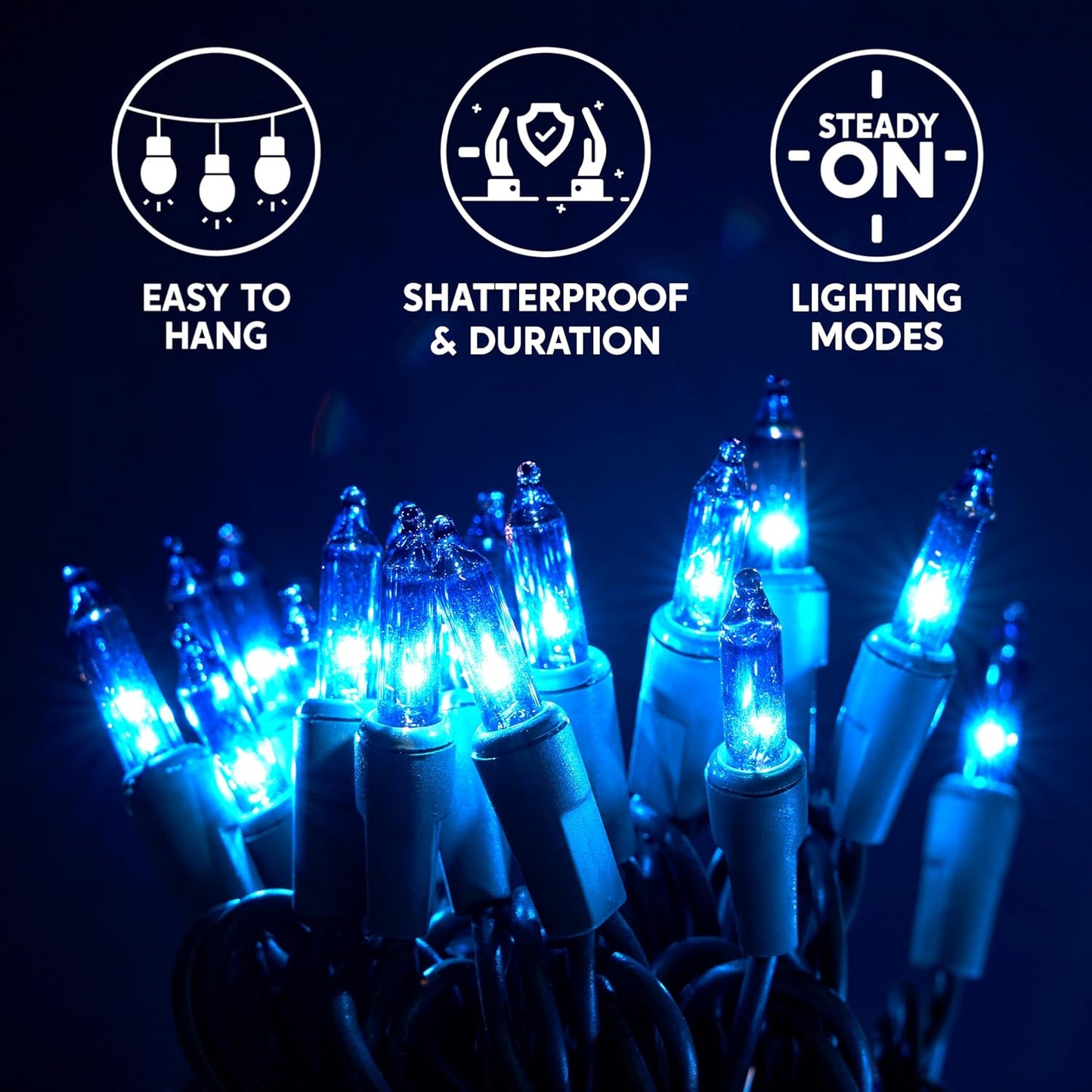 Joiedomi Blue Christmas String Lights,100 Count 22.3FT Christmas Fairy Tree Lights Plug in for Indoor Outdoor Xmas Decorations Patio Holiday Theme Party Yard House,Green Wire
