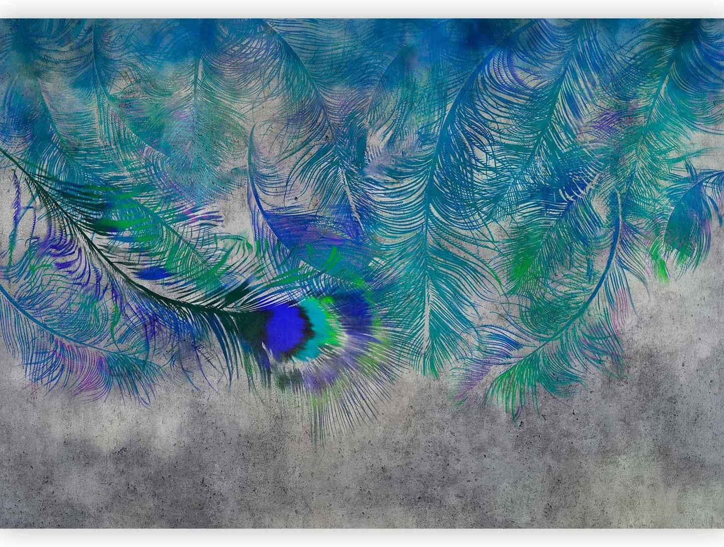 artgeist Wall Mural Cement Feather 138x101 in - XXL Non-Woven Wallpaper Fleece Wall Decor Photo Print Picture Image Design Landscape Colorful Abstract n-A-1488-a-a