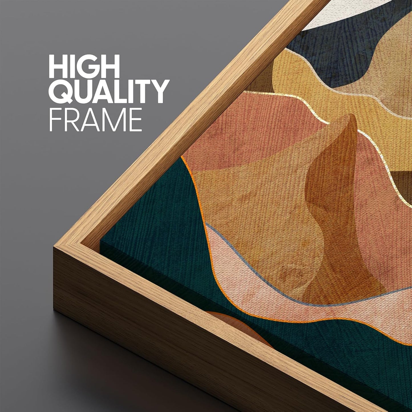 MUDECOR Large Framed Canvas Print Wall Art Desert Peaks Colorful Geometric Mountain Illustrations Antique Retro Fine Art Illustrations Decorative Colorful for Bedroom - 60"x20"