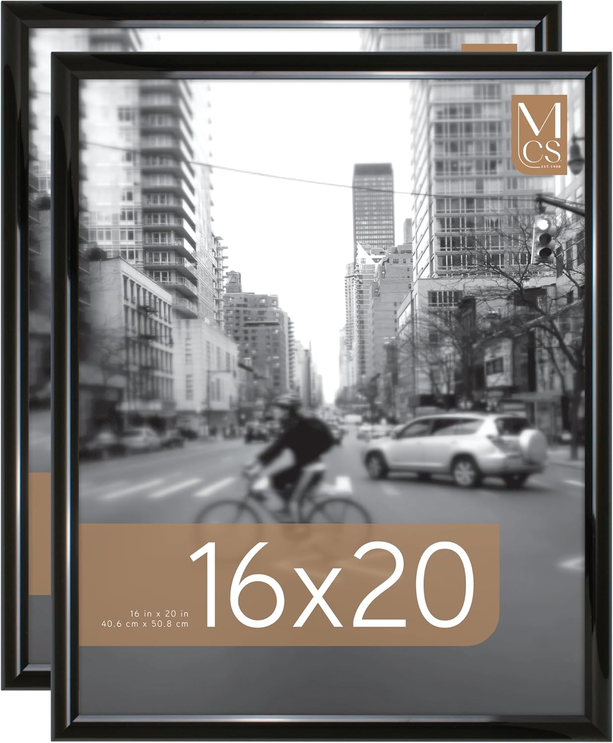 MCS Trendsetter 16x20 Poster Frame Black High-Gloss, Vertical & Horizontal Wall Hanging Large Picture Frame for Photos, Posters & Art Prints (1-Pack)