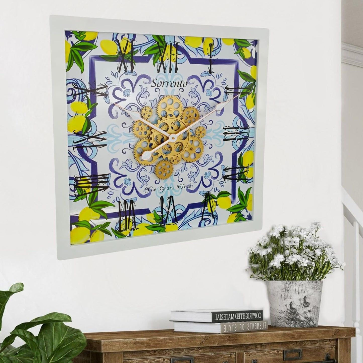 The Gears Clock Wall Clock Italy Collection with Moving Gears (Sorrento, 24 inches (60 cm))