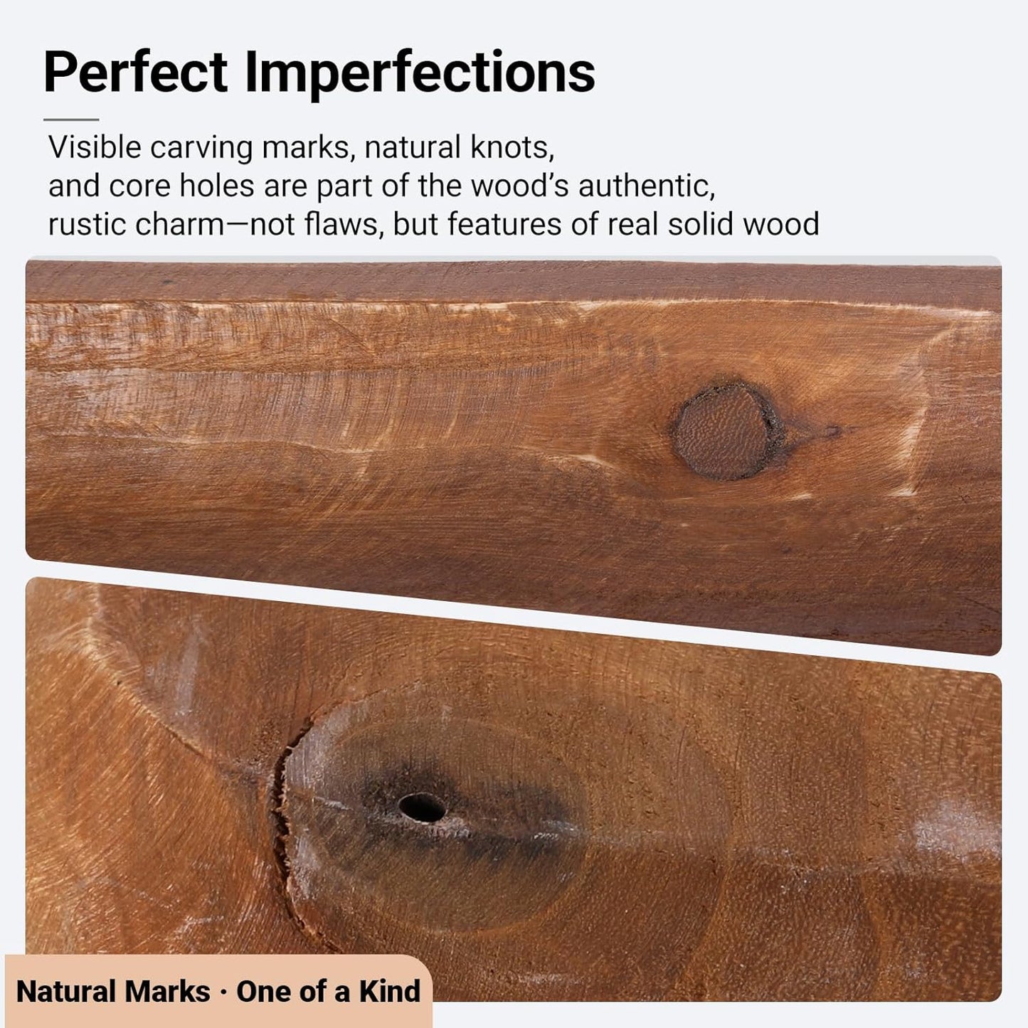 Athaliah Wooden Dough Bowl, Hand Carved Rustic Long Wood Dough Bowls for Decor, Vintage Large Wooden Bread Bowl for Table Centerpiece Dining Room Home Kitchen Decor Candles (40 Inch-Brown)