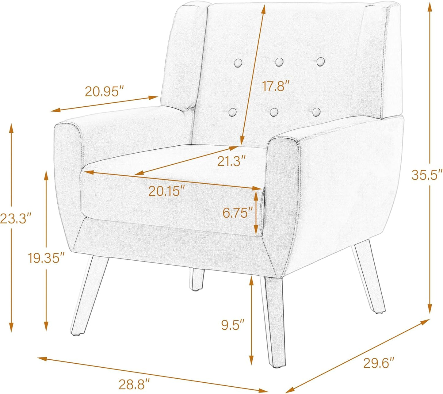 UIXE Faux Leather Accent Chair, Modern Arm Club Chair Upholstered Armchair for Living Room, Comfy Single Sofa Seats Button Tufted Reading Seating, Cream