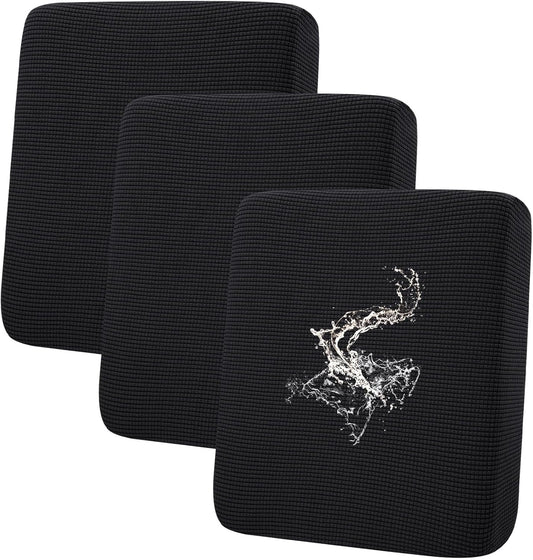 hyha Waterproof Couch Cushion Covers for Pets, Non Slip Sofa Seat Cover for Dogs Washable, Soft Thick Stretch Jacquard Fabric, Sofa Slipcovers with Elastic Bottom (3 Pieces, Black)