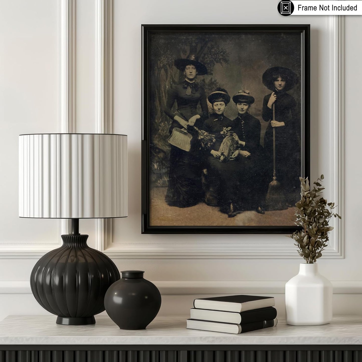 Poster Master Vintage Four Witches Coven Poster - Retro Witches Print - Witchcraft Art - Halloween Art - Gift for Men & Women - Gothic Decor for Living Room, Bedroom or Dorm - 11x14 UNFRAMED Wall Art