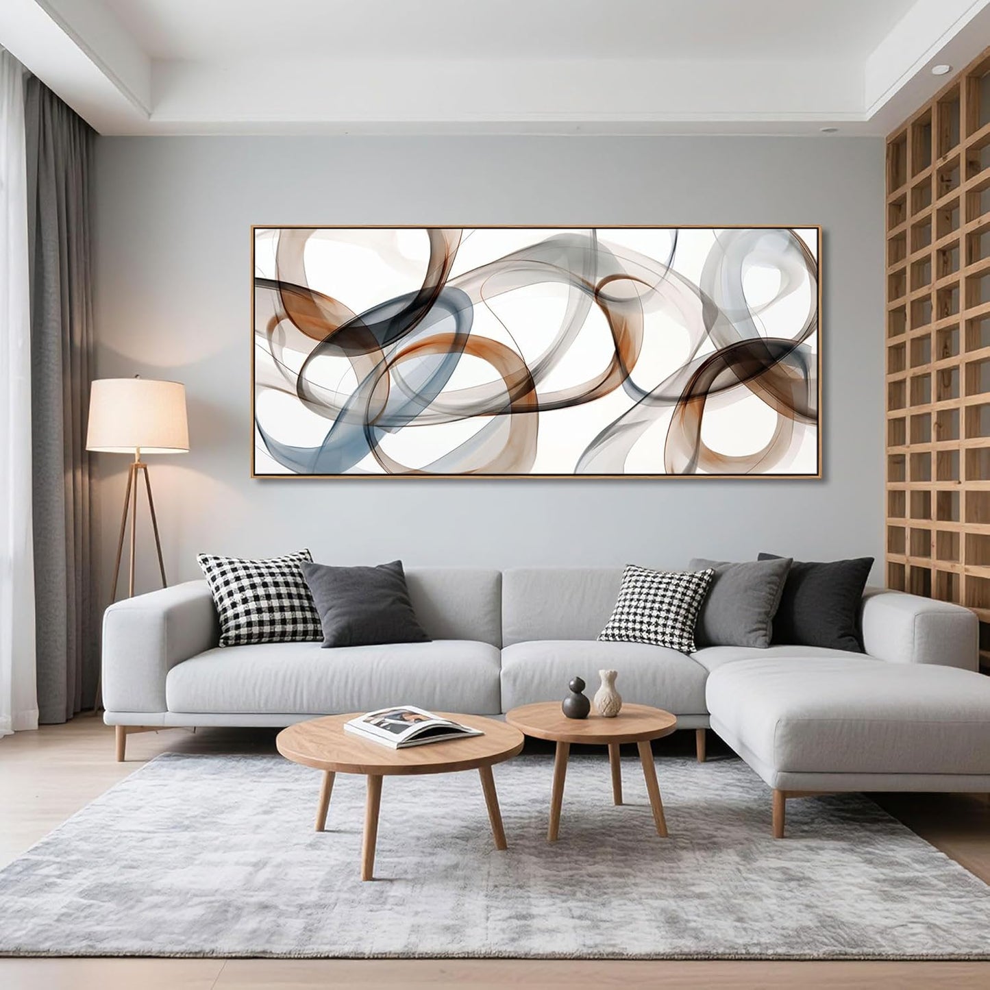 Large Modern Wall Art - Framed Canvas Wall Art Abstract Wall Decor for Living Room - Minimalist Style Artwork Decorations Wooden Frames for Canvas Paintings