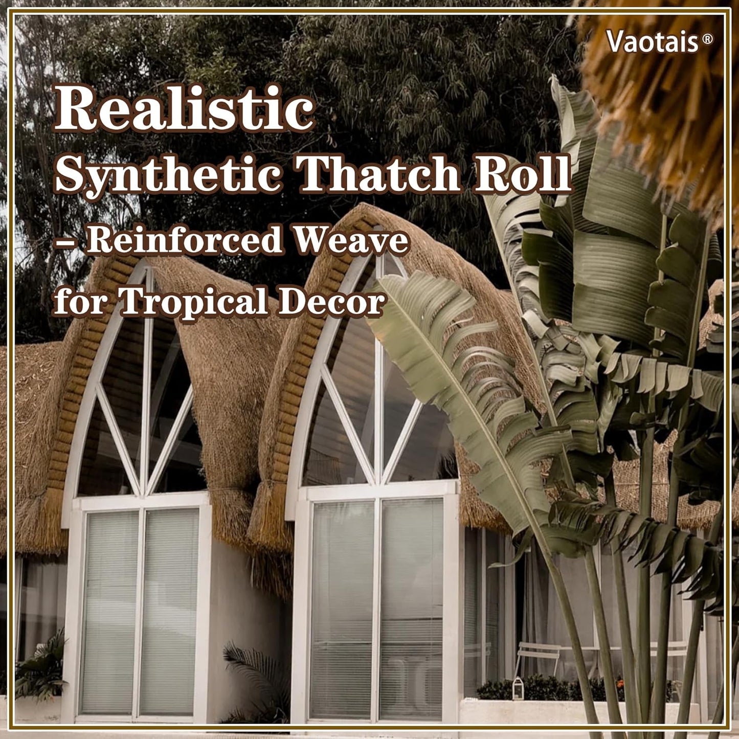 Realistic Synthetic Thatch Roll Sun-Bleached Yellow - 18 & 30 Inch Widths - Reinforced Weave for Mexican Palapa, Tiki Bars, Hawaiian Parties & Patio Decor (30 Inch Width x 4 Feet Length)