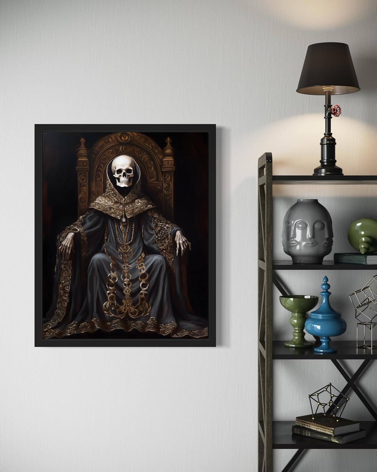 Skull King Poster Art Print, Halloween Scary Vintage Wall Art Academia Spooky Painting Decoration for Horror Prints, Gothic Posters Bedroom Decor 89 (Skull King 1, 8 x 10 inches, Unframed)