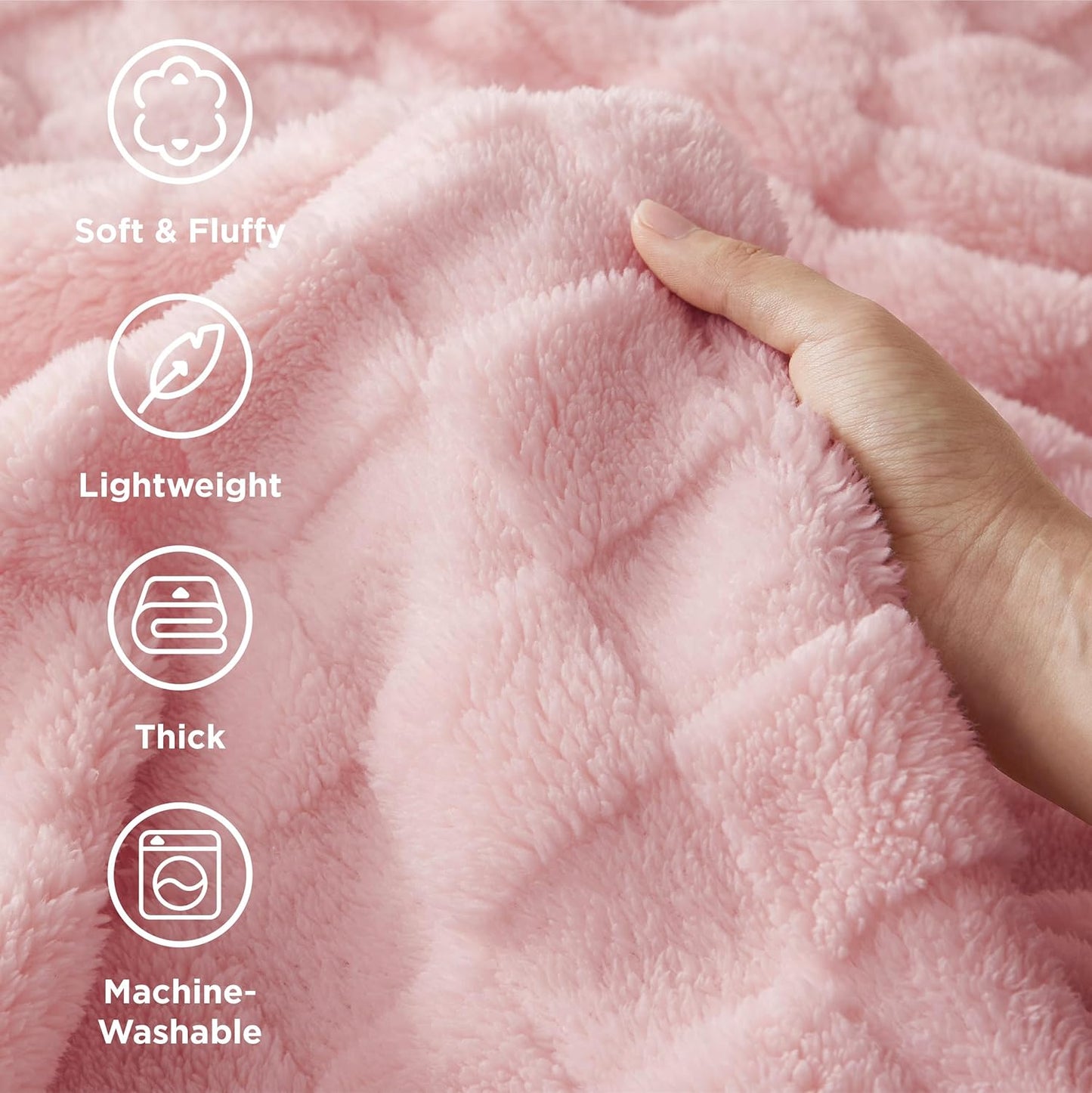 Bedsure GentleSoft Blush Pink Throw Blanket for Couch - Checkered Fleece Blankets Gifts for Women Men Girls, Cute Soft Cozy Throw for Bedroom Home Decor Gifts, 50x60 Inches