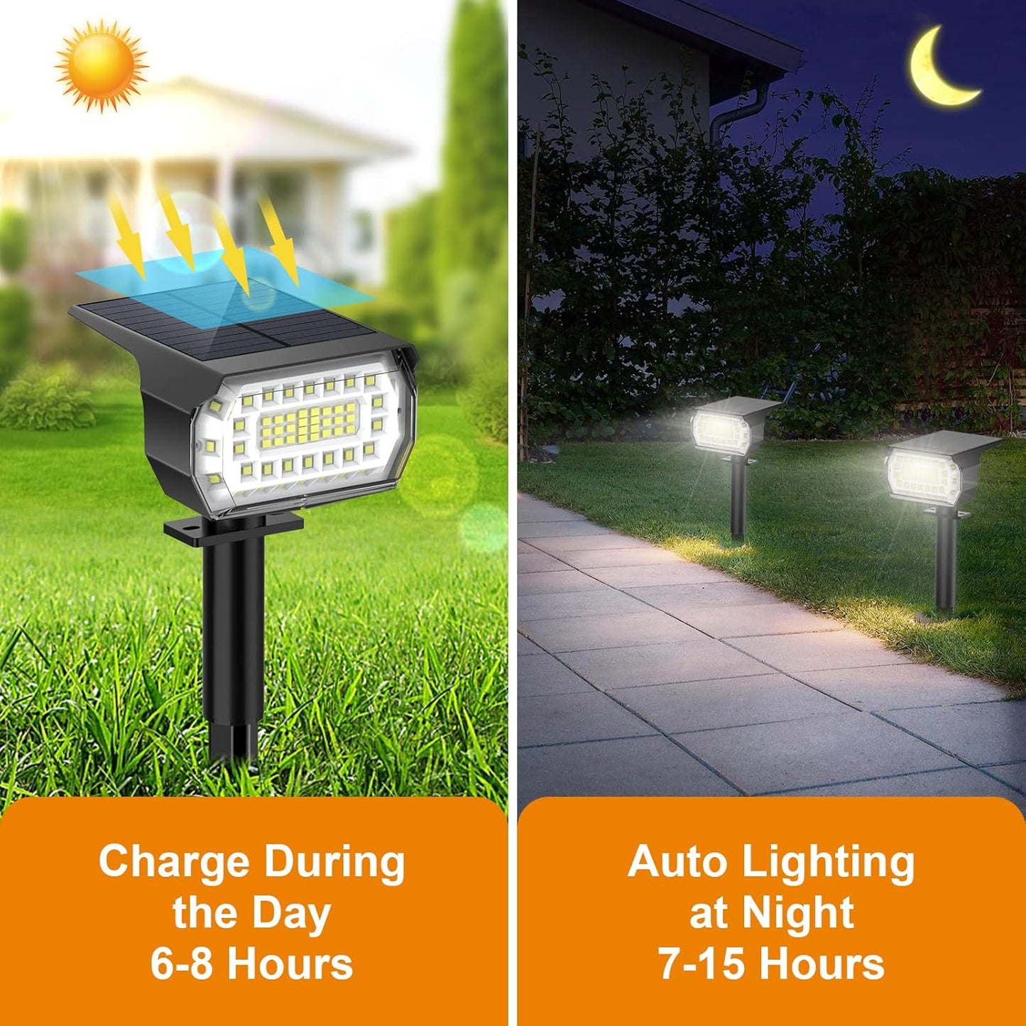 LANSOW Solar Spot Lights Outdoor, [4 Pack/57 LED] 2-in-1 Solar Landscape Spotlights, 3 Modes IP65 Waterproof Dusk to Dawn Solar Powered Flood Wall Lights for Outside Yard Garden Pathway(Cool White)