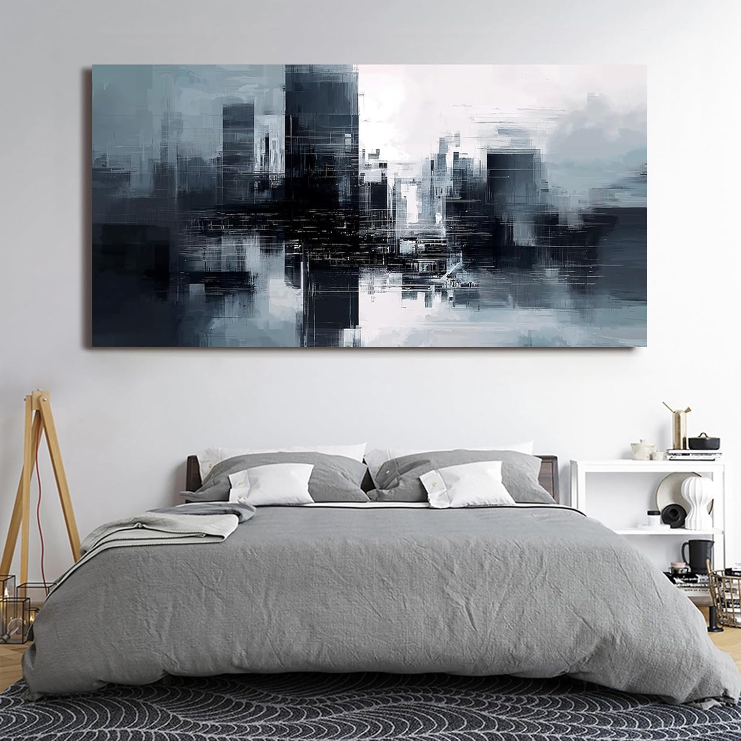 Abstract Canvas Wall Art Decorations Black and White Oversized Wall Art Canvas Modern Abstract Wall Art Prints Decor Pictures For Bedroom wall pictures For Living Room Office Wall Decor 29" X 58"