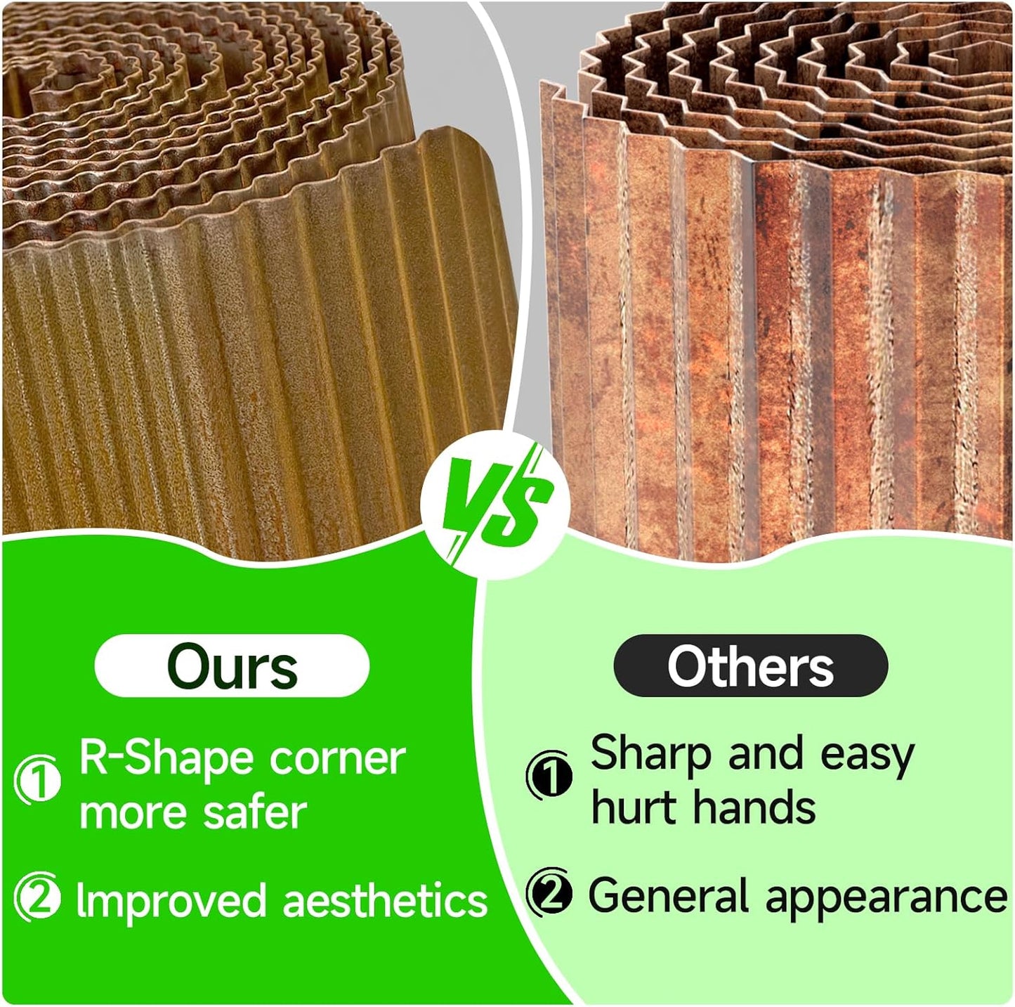 Corrugated Garden Edging,8"×20Ft Pre-Rusted Landscape Edging & Lawn Edging Border,Metal Garden Border for Flower Beds,Garden,Lawn,Raised Beds & Tree Surrounds
