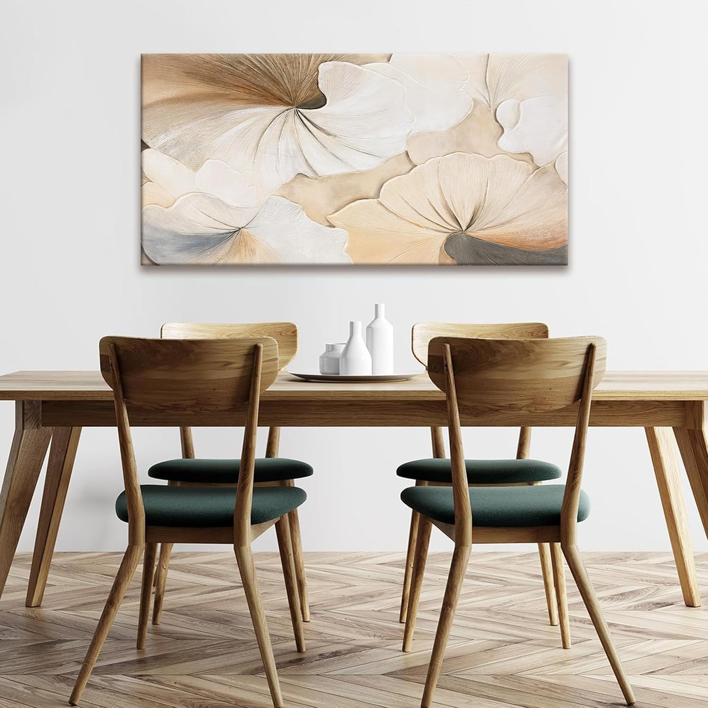 Suconvng Canvas Art Wall Decor Abstract Floral Wall Art For Living Room Modern Abstract Wall Decor Prints Pictures Brown White Flower Wall Art Picture For Bedroom Hotel Home Artwork 24x48 Inch
