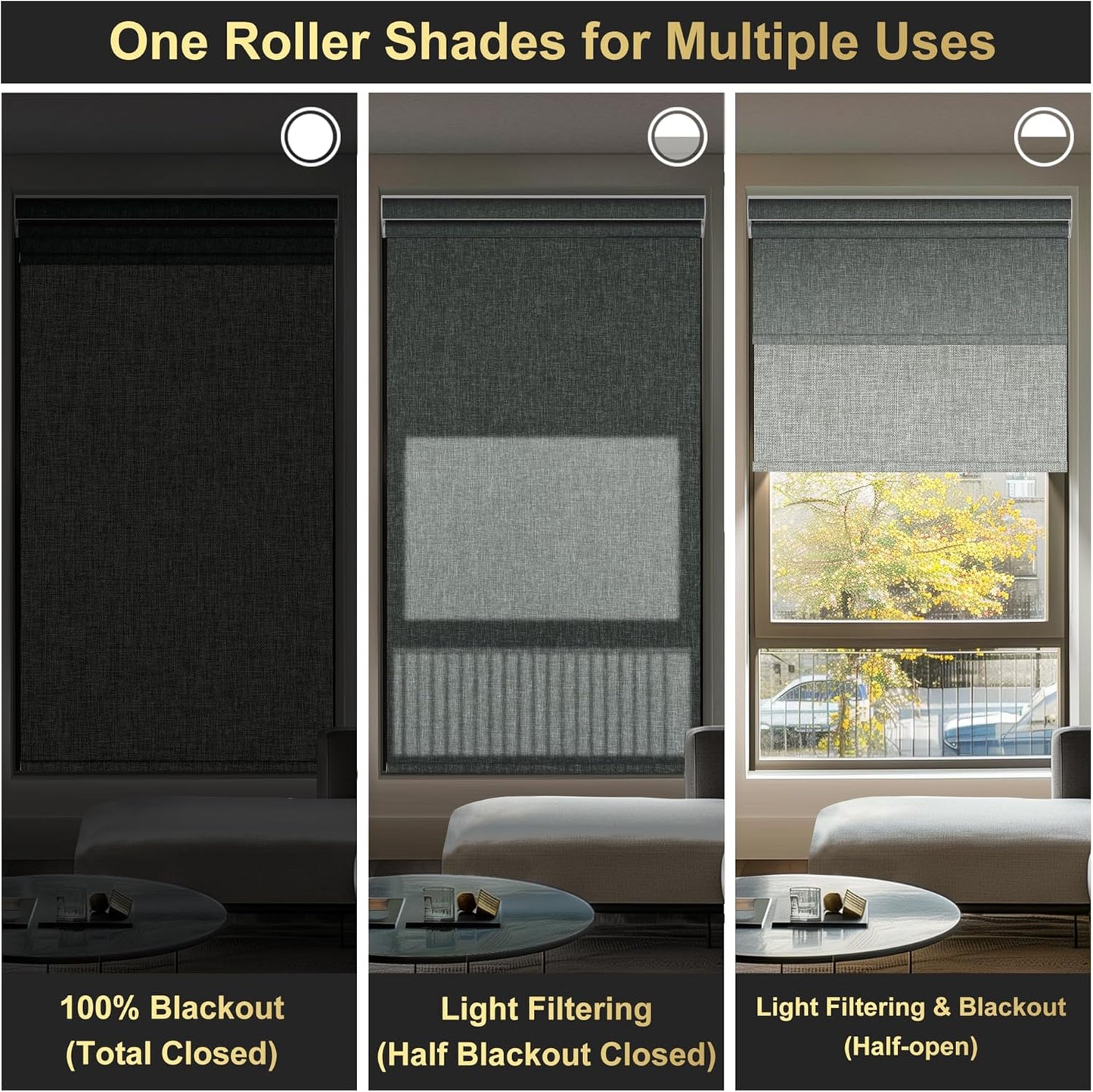 BERISSA Cordless Dual Roller Shades with Cassette Valance,Double Window Shades Blackout and Light Filtering Shades,Day and Night Roller Shades for Home Office Door.Linen Grey.56 W x 44" H