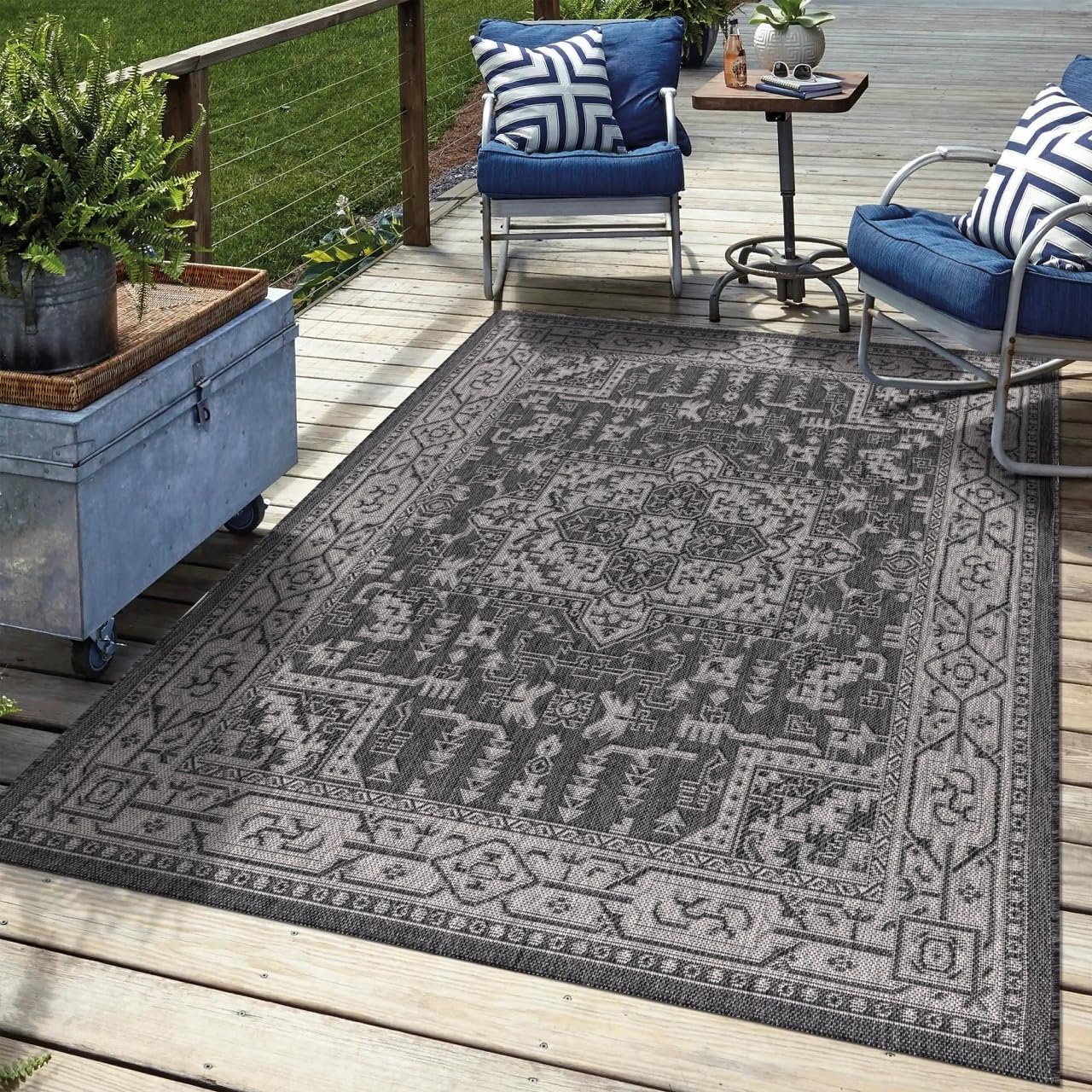Keen Home Design Terrace Outdoor Area Rug - 9x12 Washable Indoor/Outdoor Rug for Patio, Kitchen, Balcony, Beach, Garden, Deck and Porch, Size: 8'10"x12'