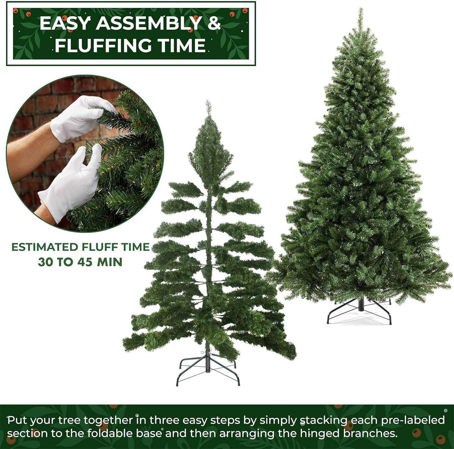 Casafield 4.5FT Realistic Green Spruce Artificial Holiday Christmas Tree with Sturdy Metal Stand