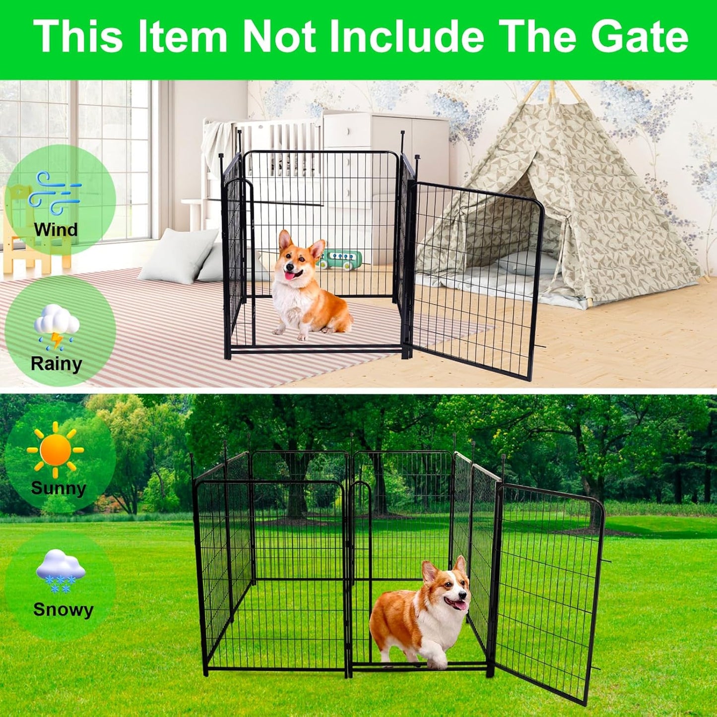 Garden Fencing 48 inch High, 8 Panels Total 17.7Ft(L). Garden Fence Border, Flower Bed Fencing, Dog Fences for The Yard, Dog Digging Fence Barrier (No Gate)
