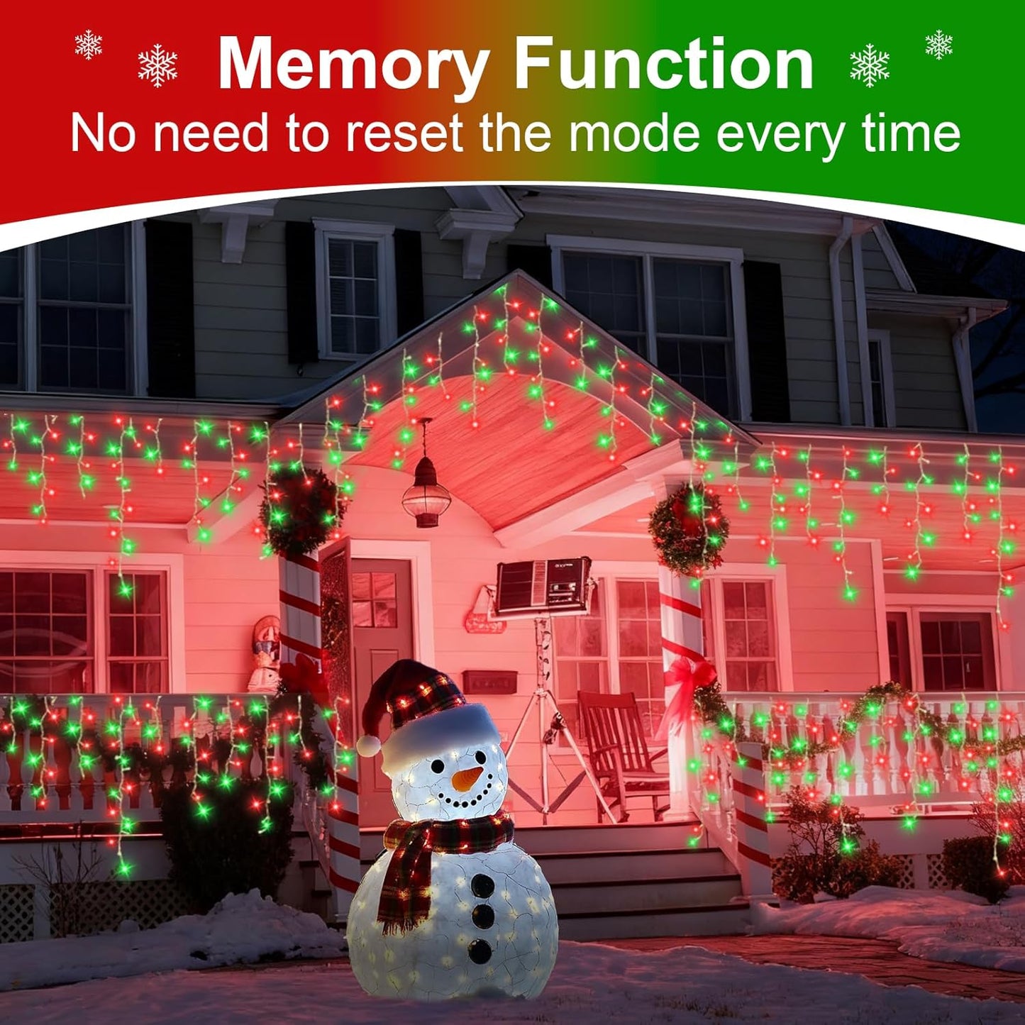 QITONG 400 LED Icicle Lights Red and Green