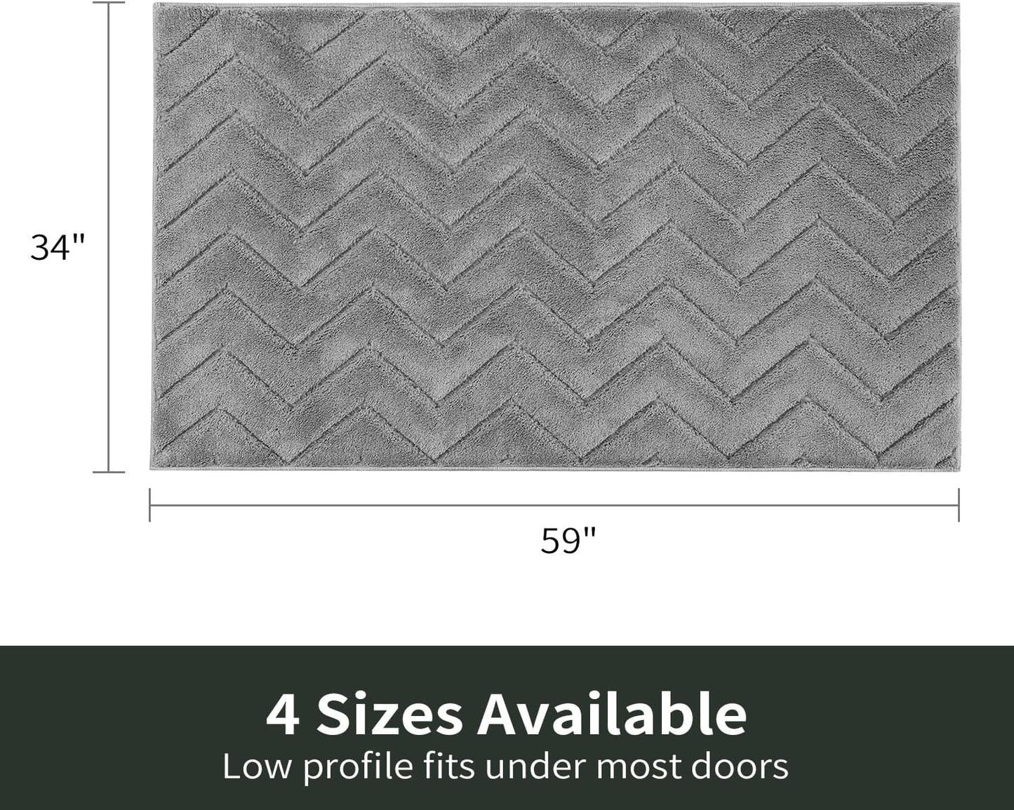 Stiio Dirt Trapper Door Mat 34x59 Inches, Front Doormat Indoor Outdoor Entrance Low Pile, All-Season, All-Weather Absorbent Entry Rug, Washable Non Slip Rug for Entryway, Grey