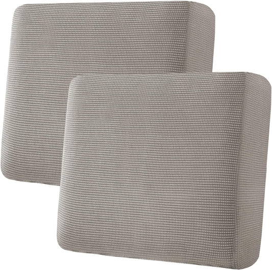 H.VERSAILTEX Super Stretch Individual Seat Sofa Covers Couch Slipcover Sets Thick Jacquard Textured Twill Fabric (2 Piece Large Sofa Cushion Covers, Taupe)