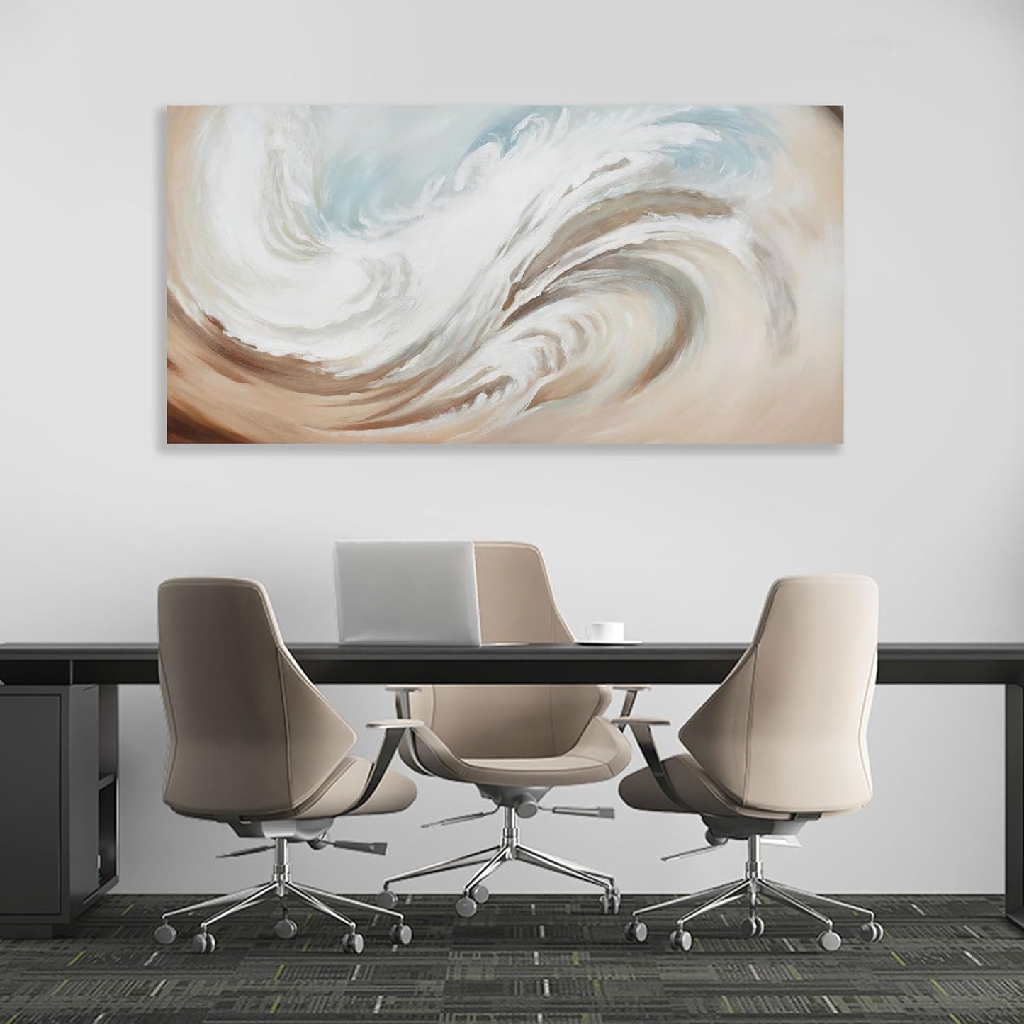 Abstract Wall Art Canvas Wall Paintings Modern Beige Wall Decor Aesthetic Room Decor Wall Art Framed Artwork for Living Room Bedroom Dining Room Home Office Decor 24"x48"