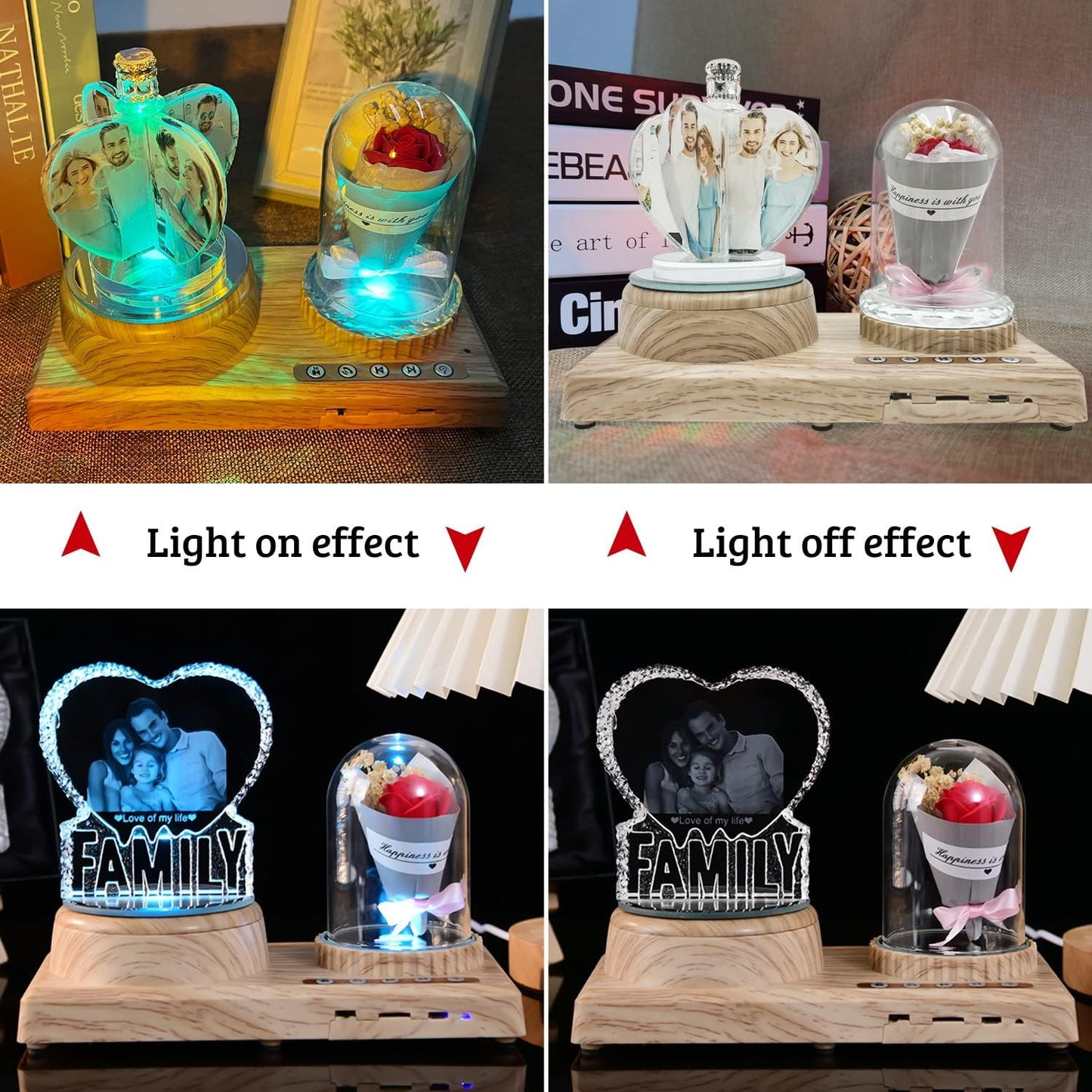 Round Personalize Your Photo LED 3D Night Light Mother Gifts for Christmas Kids Boys & Girls Women Birthday Gifts with Led Colourful Light Base