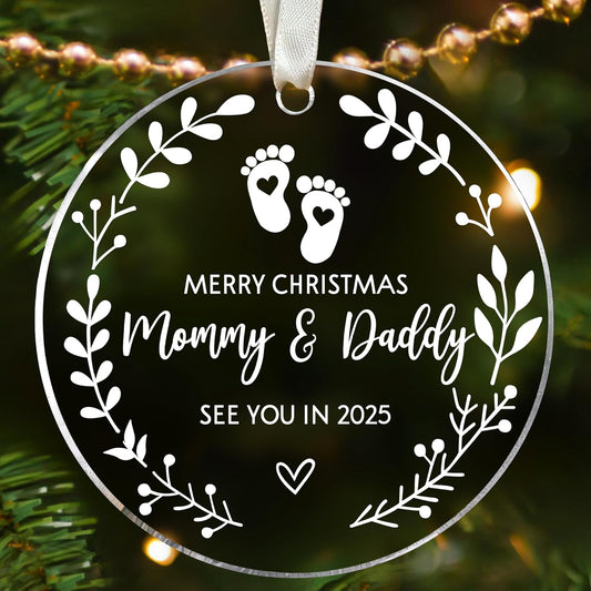 Gifts for Expecting Parents - Expecting Parents to Be Unique Gifts - Baby Pregnancy Announcement Ornaments for Family, Husband - Baby Ornament 2025 - Acrylic Ornament