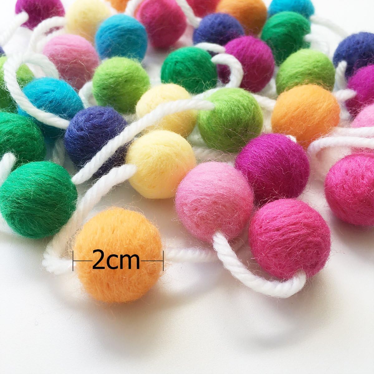 Felt Ball Garland Misscrafts 9.8 Feet 100% Wool Roving Pom Pom Garland 20mm Colorful for Baby Shower Grand Opening Party Festivals Room Decorations
