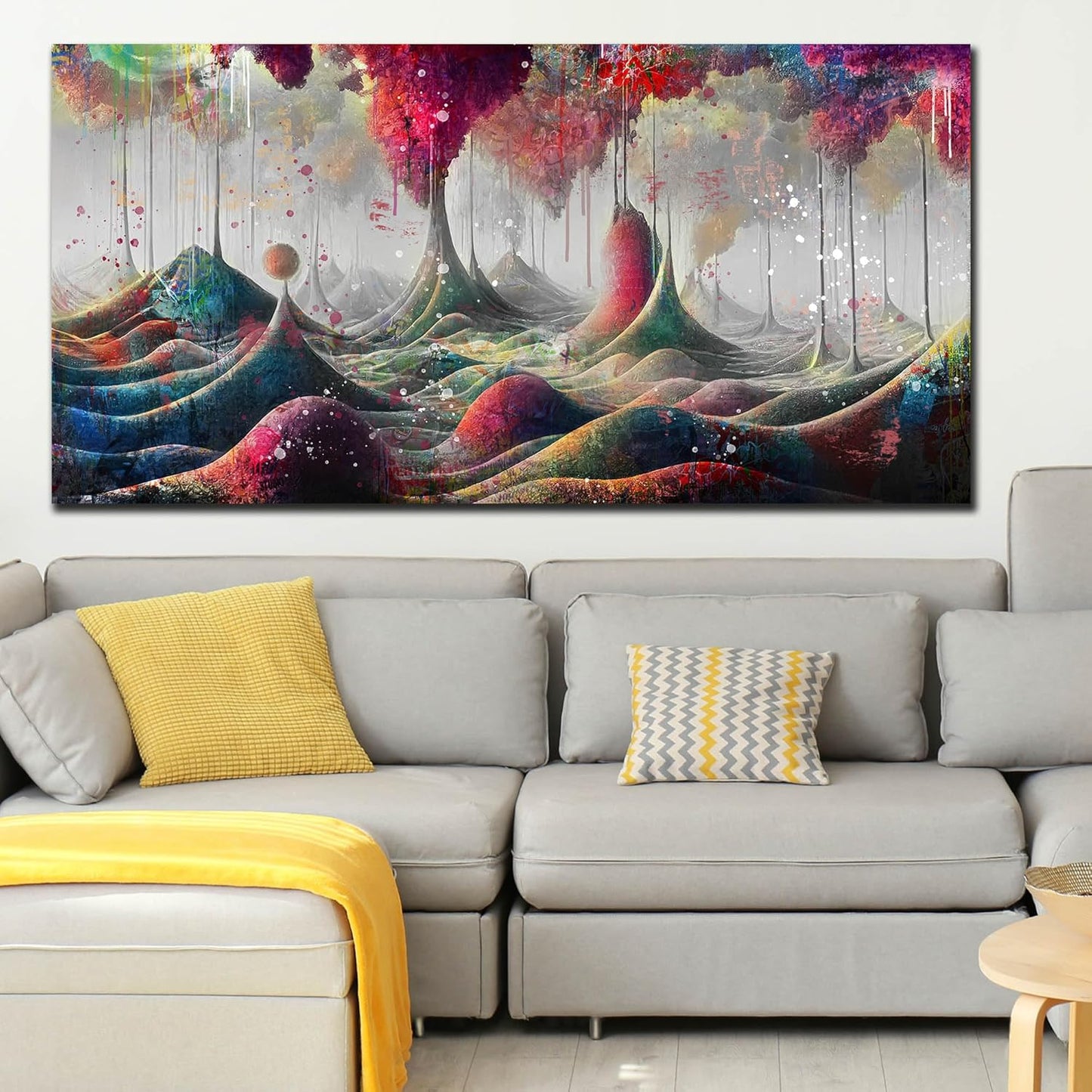 JKWALL77 Graffiti Canvas Wall-Art - Mountain Pictures Wall Decor Living Room Modern - large Wall Art Ready to Hang Size 59"x 29"