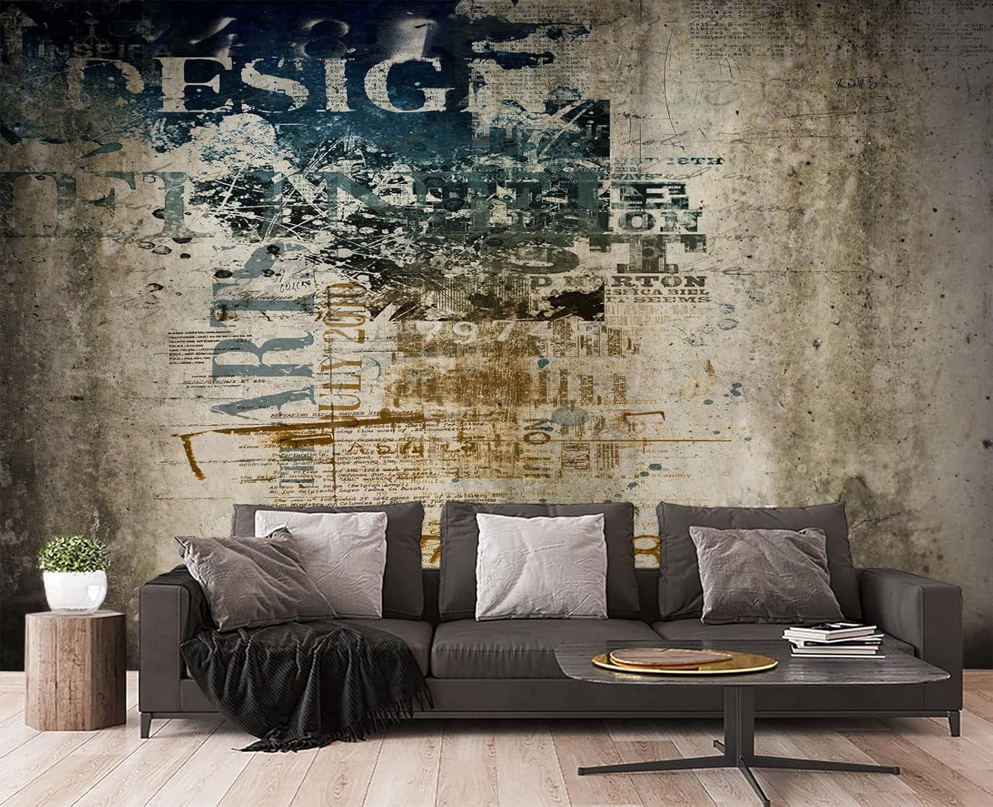 Retro Graffiti Wall Mural Wallpaper for Bedroom 137" x 100"