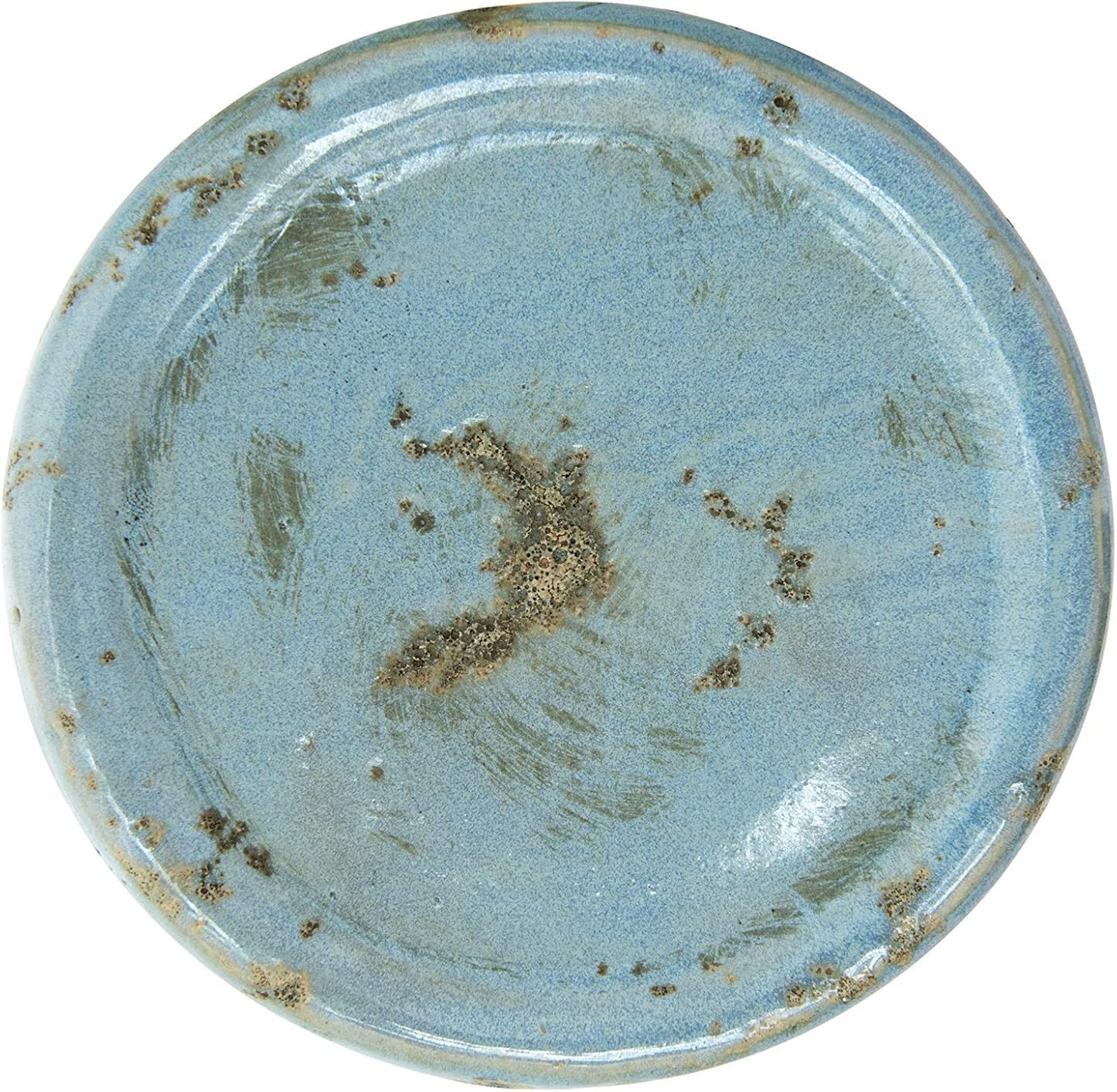 Creative Co-Op Small Distressed Blue Terracotta Pillar Candle Holder