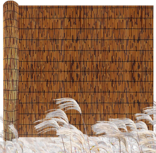 Natural Reed Fencing,4FT X 16.4FT Reed Screen Balcony Reed Fence Bamboo Screen Fencing for Outdoor Backyard Patio（Brown）