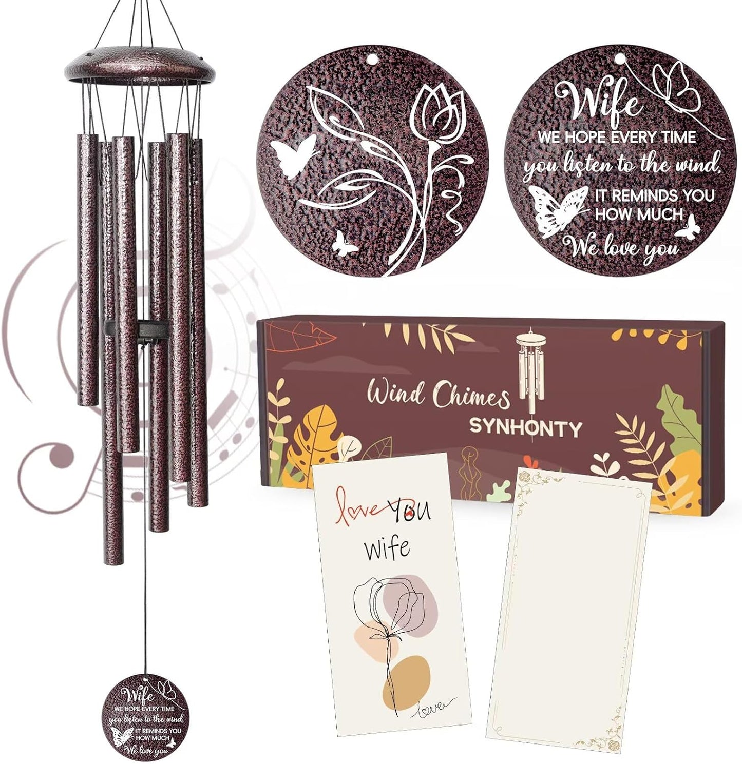 Gifts for Wife, 25''Wind Chimes, Birthday Gift for Wife from Husband,Unique Gift for Loved one Romantic,Thanksgiving,Christmas Day Gifts Ideas for Love Rreminder.