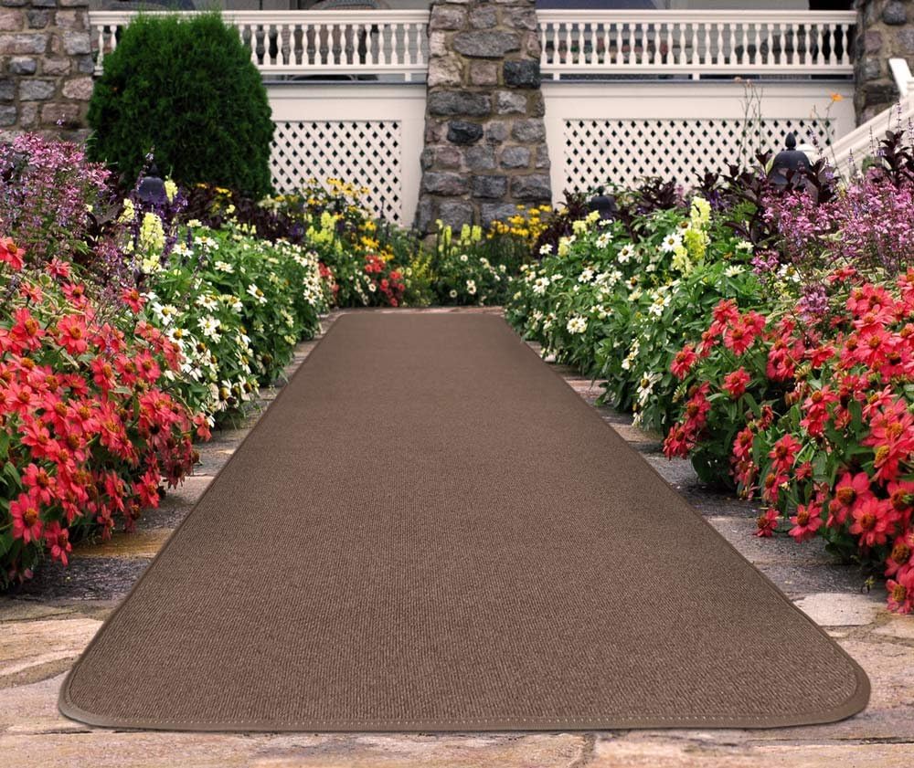 House, Home and More Outdoor Carpet Runner - Brown - 3 Feet x 15 Feet