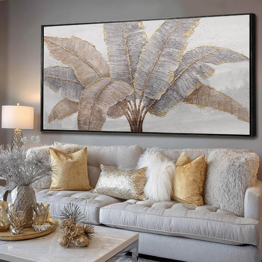 CHUDANHAO Botanical Wall Art Vintage Pictures Wall Decor Grey and Gold Photo Prints Line Wall Hangings 24"x48" Canvas Decorations for Bedroom Office