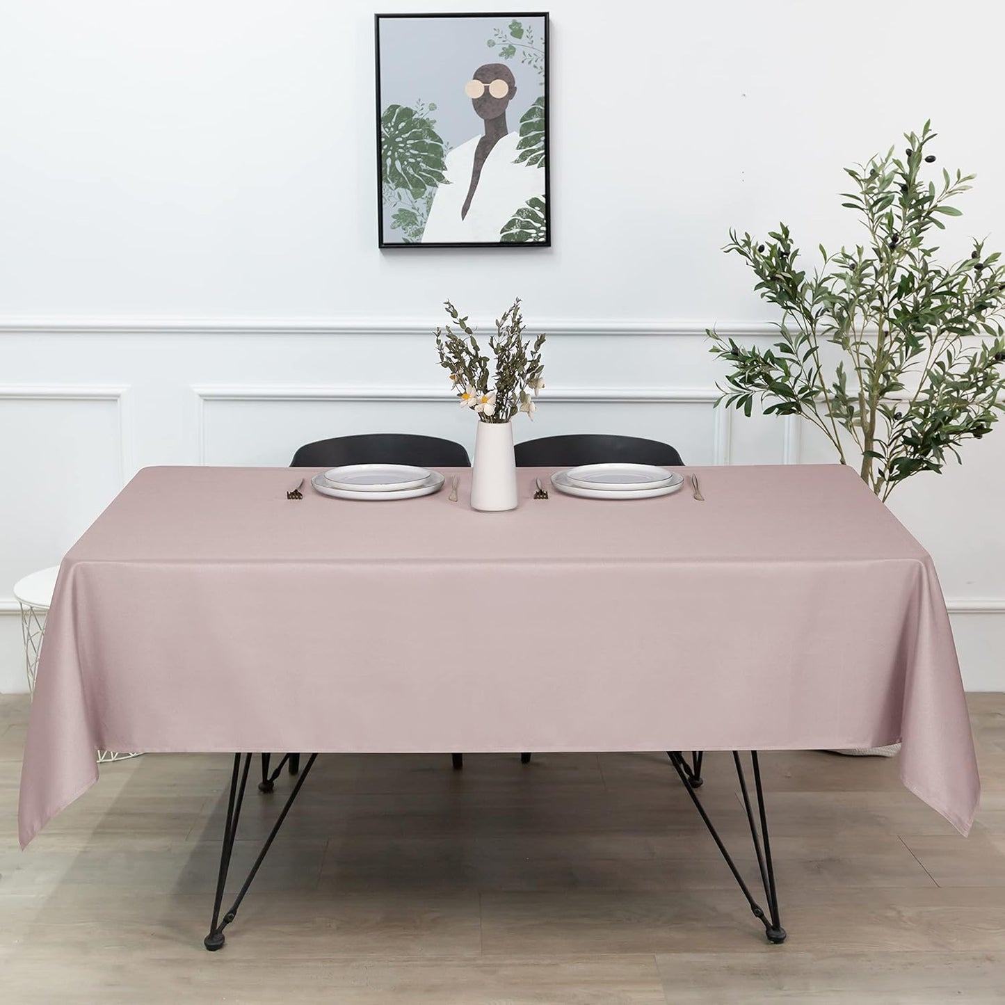 sancua Rectangle Tablecloth - 54 x 78 Inch - Stain and Wrinkle Resistant Washable Polyester Table Cloth, Decorative Fabric Table Cover for Dining Tables, Buffet Parties and Camping, Blush