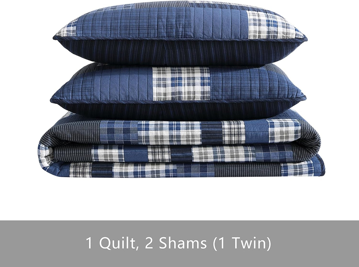 Eddie Bauer - King Quilt Set, Reversible Cotton Bedding with Matching Shams, Lightweight Home Decor for All Seasons (Eastmont Navy, King)