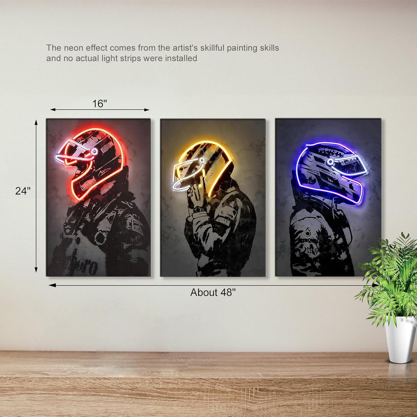 Sorventina Racing Superstar Canvas Prints Racer Driver Poster - Car Wall Art Sports Room Decor Neon Racing Posters for Living Room Bedroom Bar Home Decor Aesthetic, Wrapped Canvas(16x24, Red)