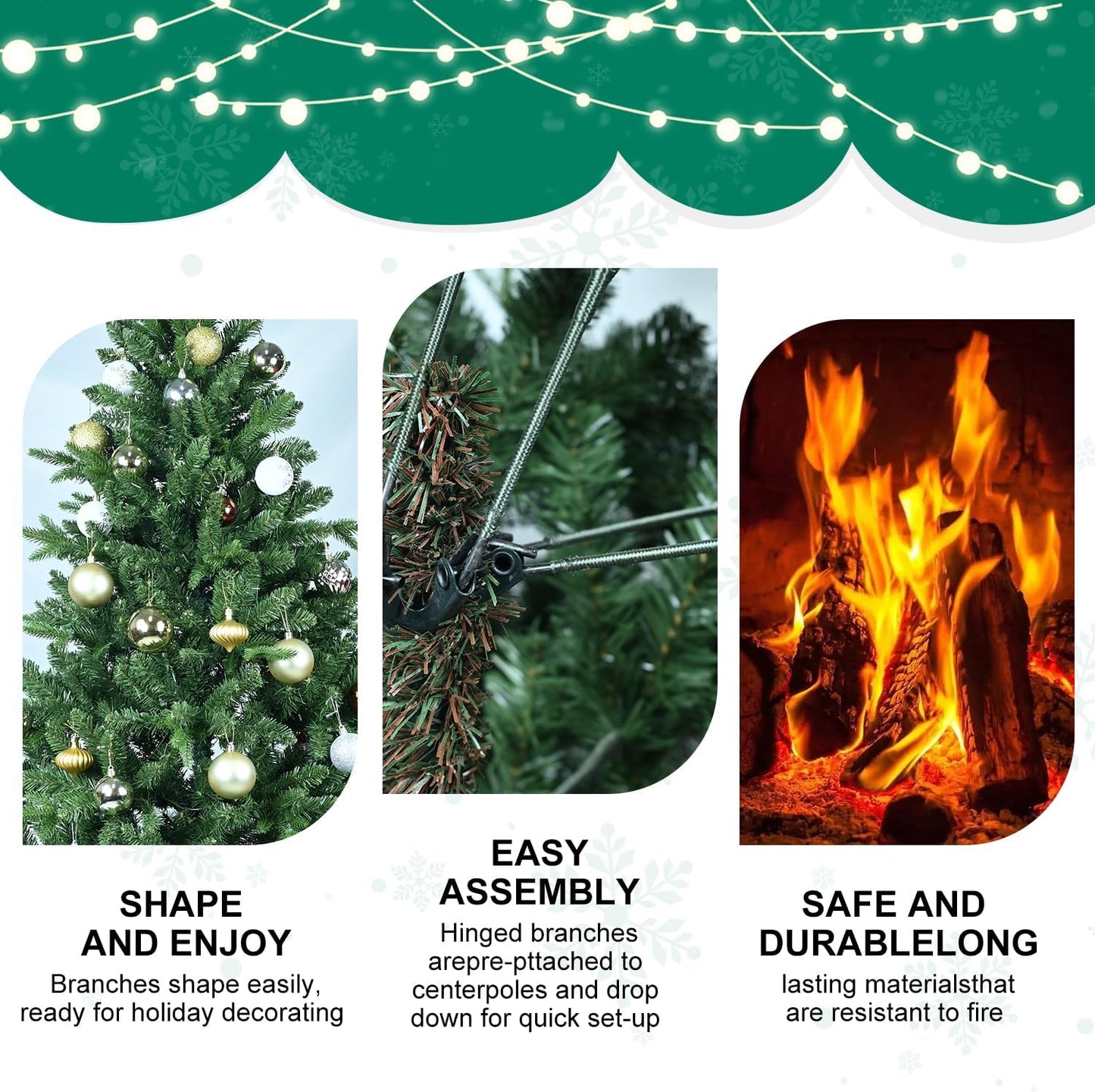 8 FT Artificial Christmas Tree with 2639 PE&PVC Mixed Branch Tips, Unlit Hinged Premium Spruce Fake Xmas Trees, Green, Foldable Base