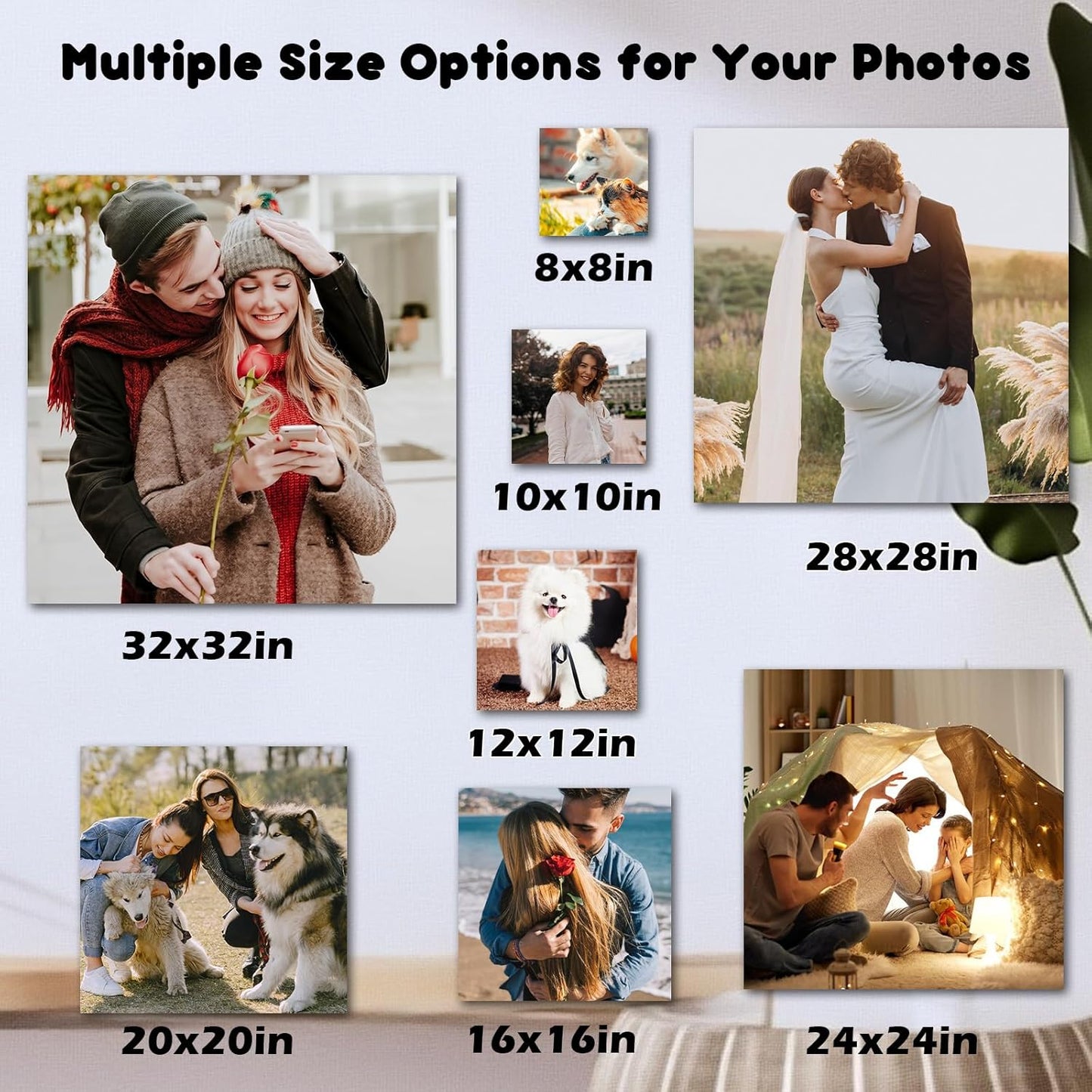 Personalized Custom Canvas Wall Art, Custom Canvas Prints With Your Photos, Customized Wall Art For Bedroom Unique Gift For Christmas Valentine'S Day Wedding Housewarming For Mom Women And Men 12×12