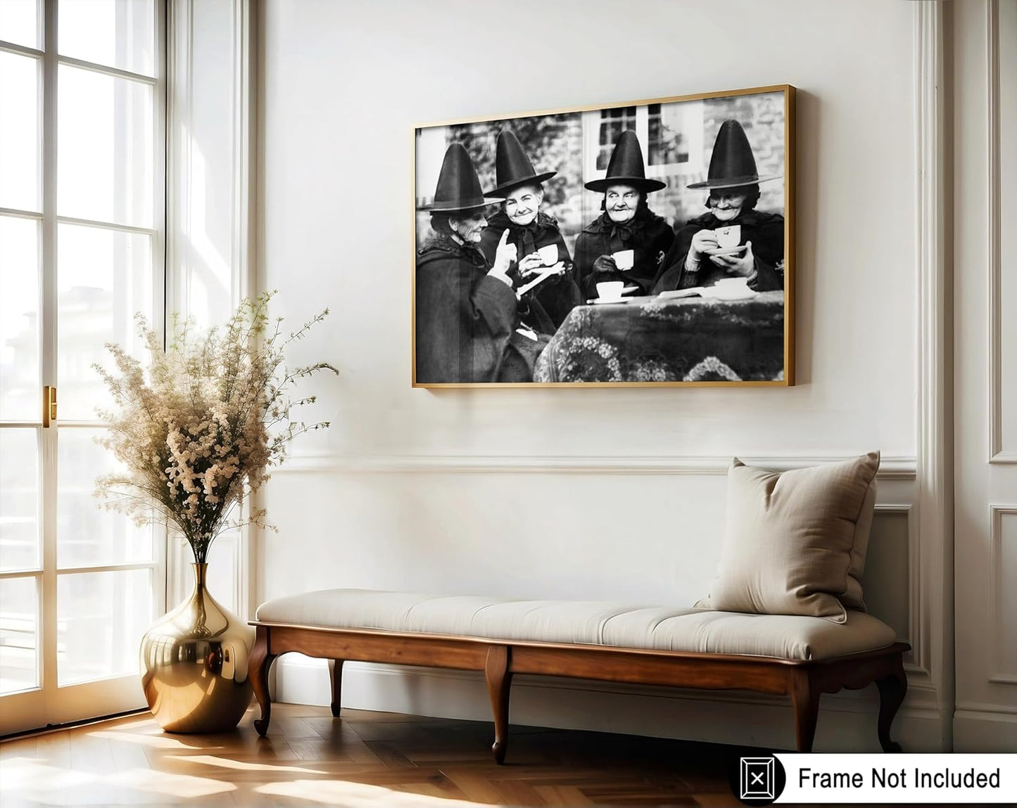 Poster Master Vintage Witches Tea Party Poster - Retro Witchcraft Print - Halloween Art - Gift for Men & Women - Funny Gothic Decor for Living Room, Bedroom, Kitchen or Dorm - 8x10 UNFRAMED Wall Art