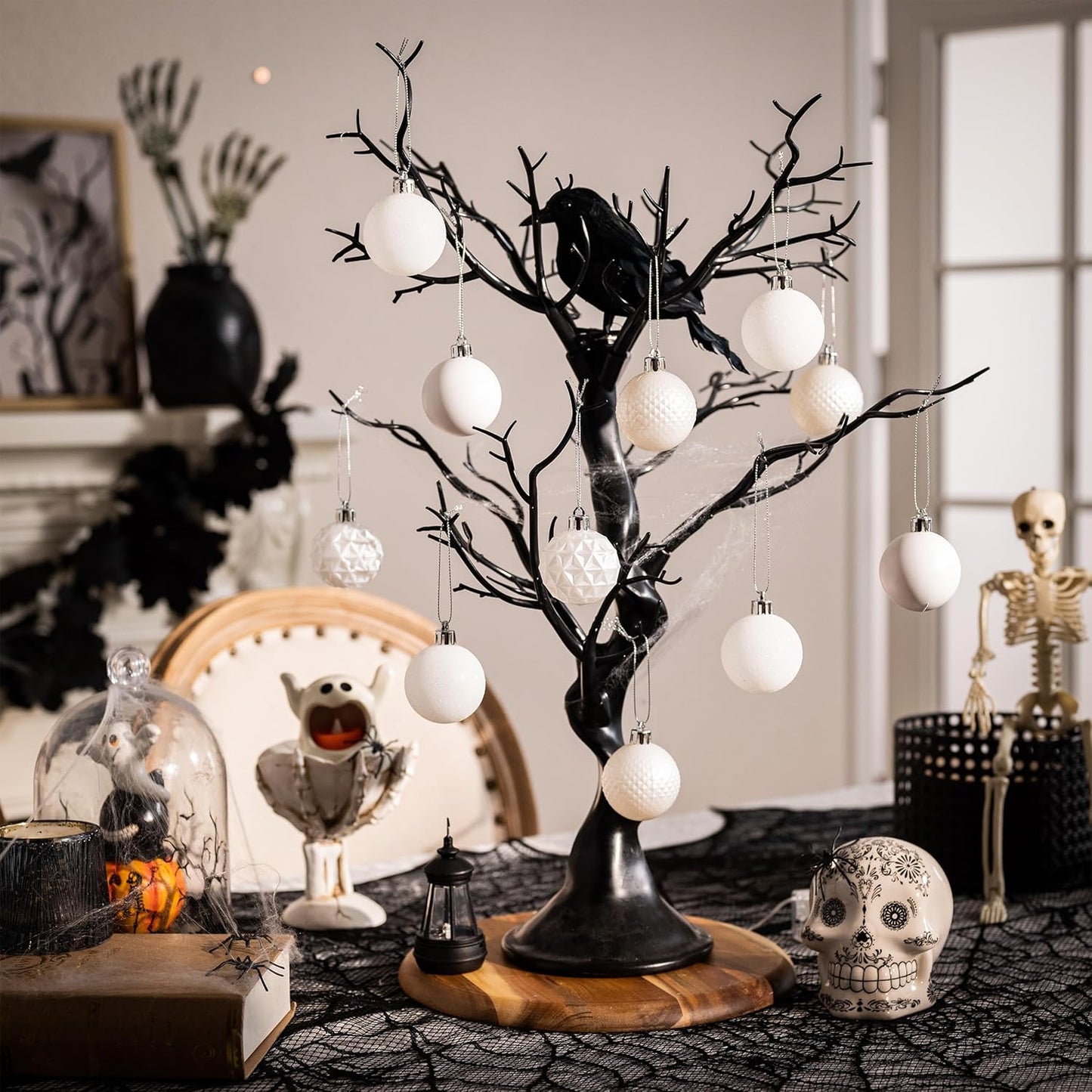 Valery Madelyn Christmas Tree Decorations Ornament Set for Fall Halloween, 50ct 2 Inches White Shatterproof Christmas Ball Ornaments Hanging Xmas Holiday Party Decor