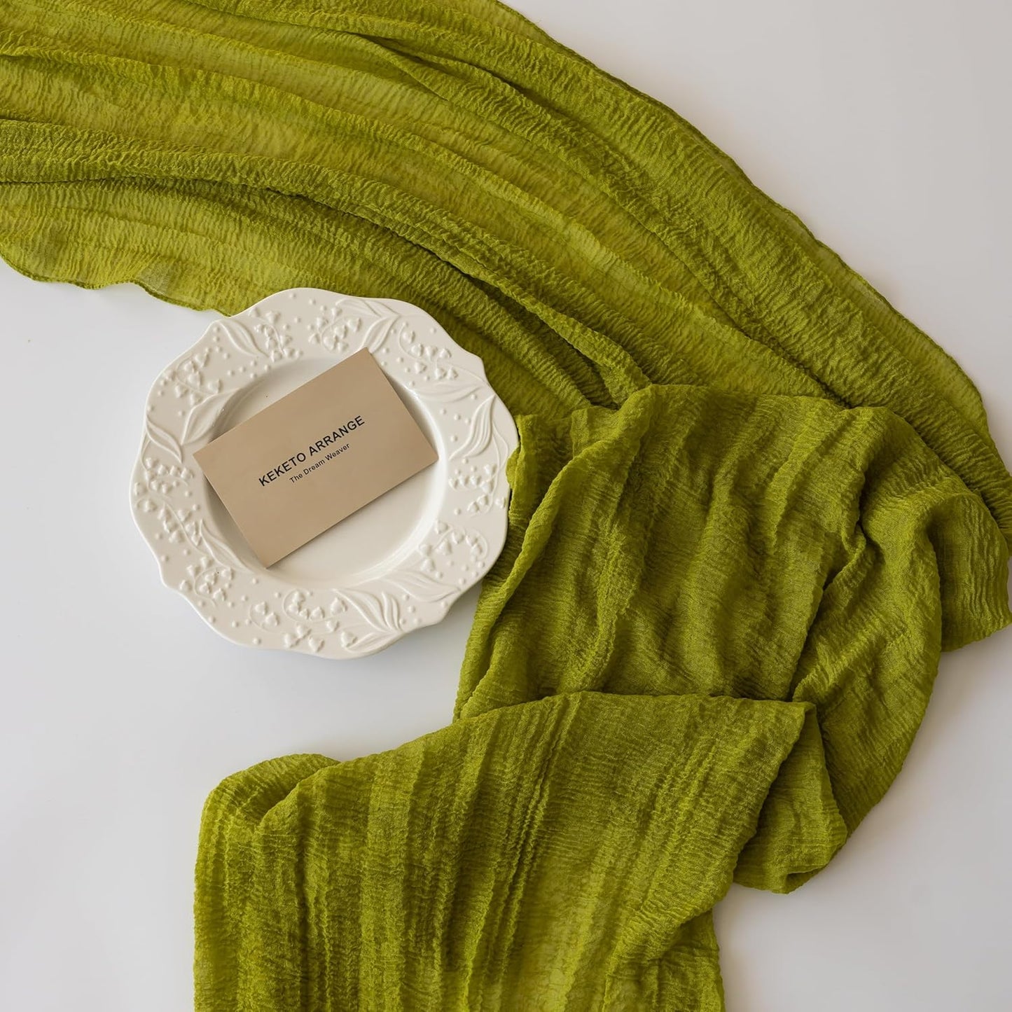 3pcs Moss Green Cheesecloth Table Runner Gauze 120 Inch 10 FT Rustic Boho Cheese Cloth Runner for Wedding Baby Shower Bridal Shower Birthday Party Long Sheer Home Decorations
