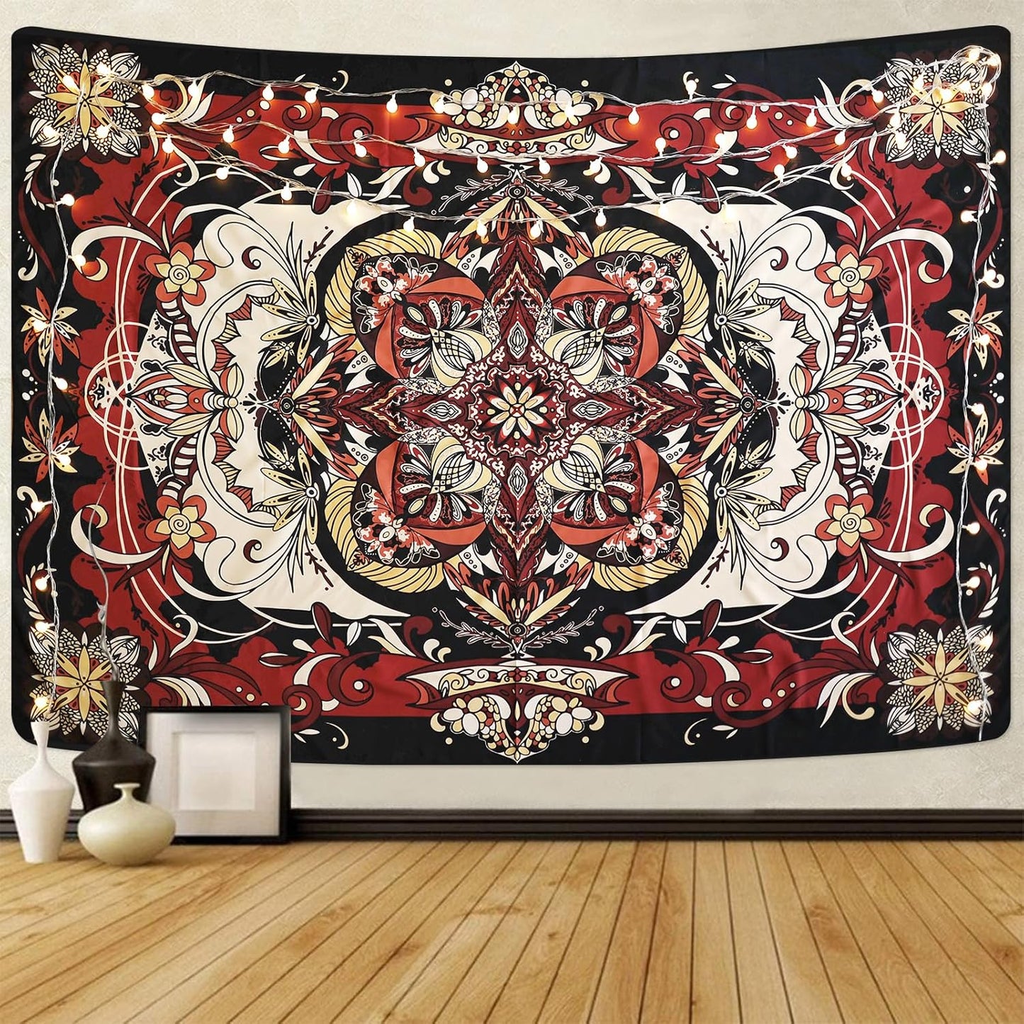 CHDGDHC Mandala Tapestry - Moth Wall Hanging, UV Resistant, Machine Washable, Lightweight, Psychedelic Bedroom Aesthetic Decor for Bedroom, Living Room, Yoga Room - 39.37x29.92 Inch