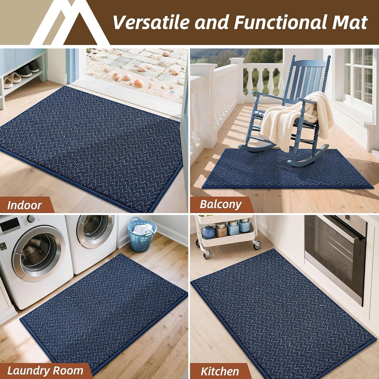 COSY HOMEER-Door-Mat 32"x48" Non Slip Absorbent Entryway Rugs Dirt Trapper Doormats Washable Entrance Mats Low Pile Welcome Floor Mat for Front Back Door and Entry Mats,Navy Blue